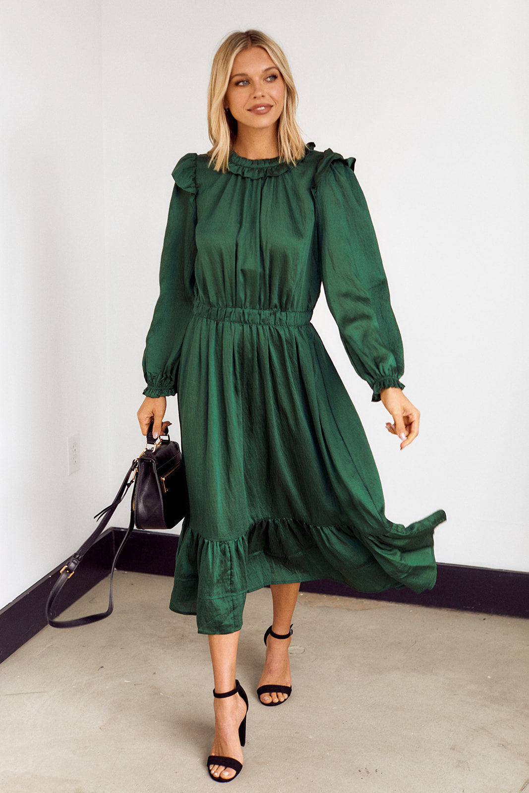 SALE - Zane Ruffled Detail Midi Dress - fab'rik
