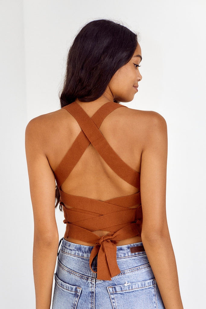 Siena Cropped Tie Back Top - fab'rik
