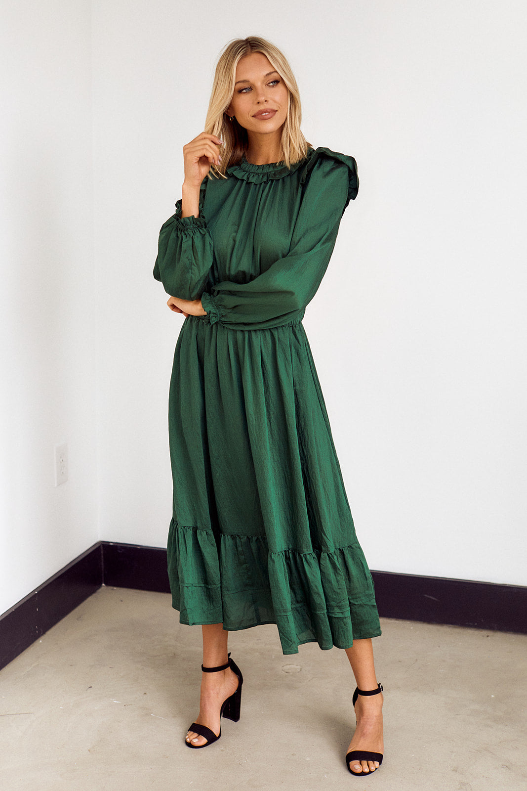 SALE - Zane Ruffled Detail Midi Dress - fab'rik