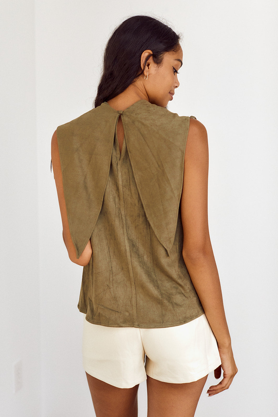 SALE - Perry Faux Suede Fringe Detail Top - fab'rik