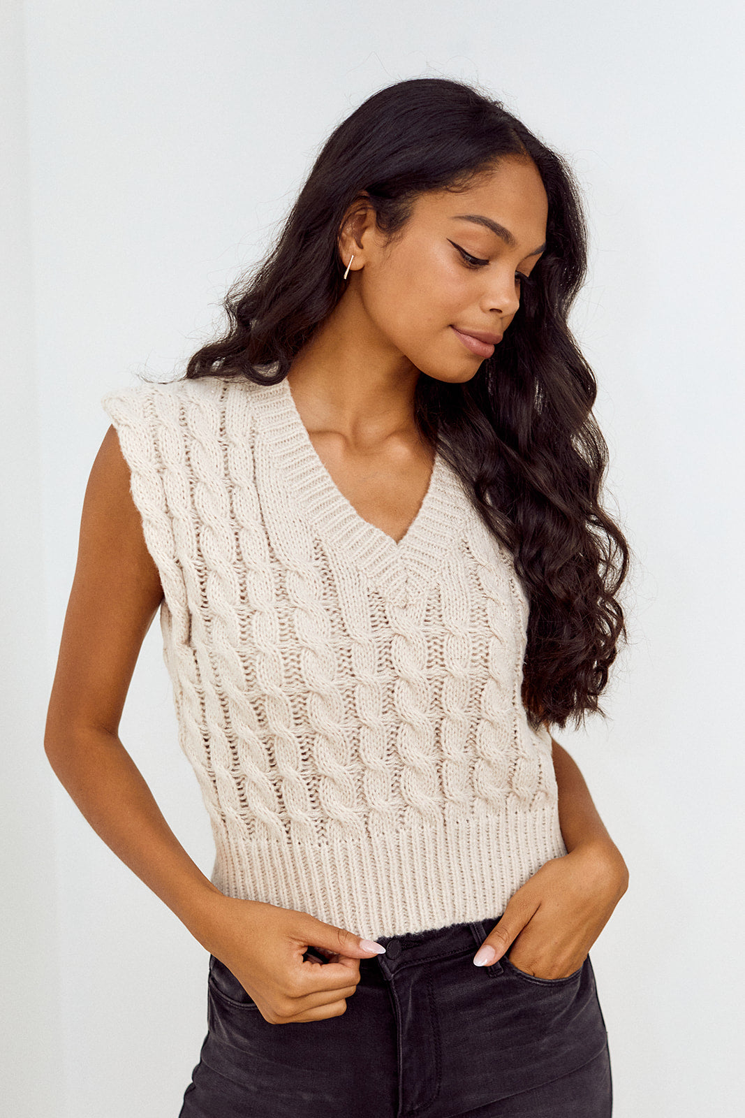 SALE - Maren Cable Knit Sweater Vest - fab'rik