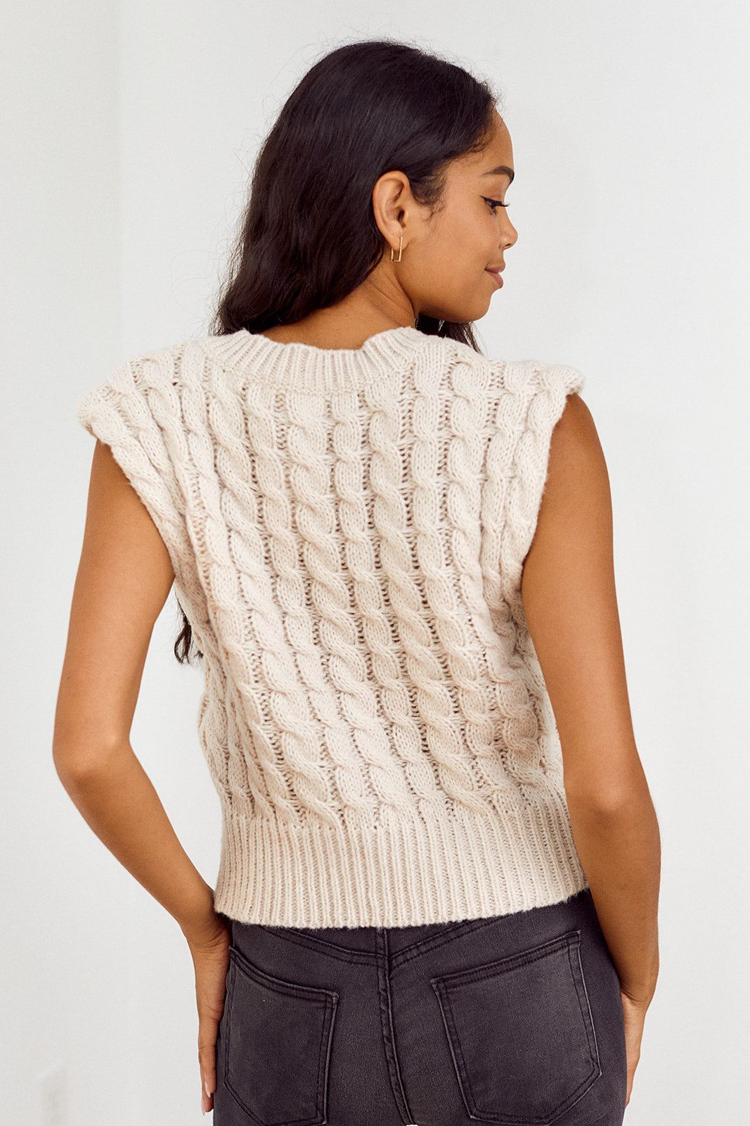 SALE - Maren Cable Knit Sweater Vest - fab'rik