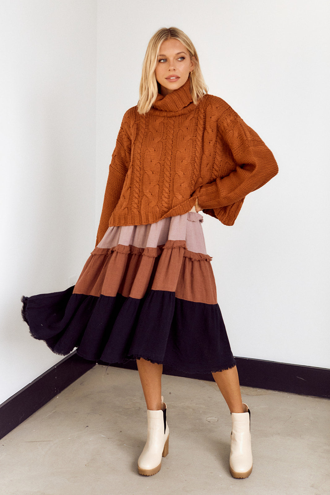 SALE - Livingston Tiered Midi Dress - fab'rik