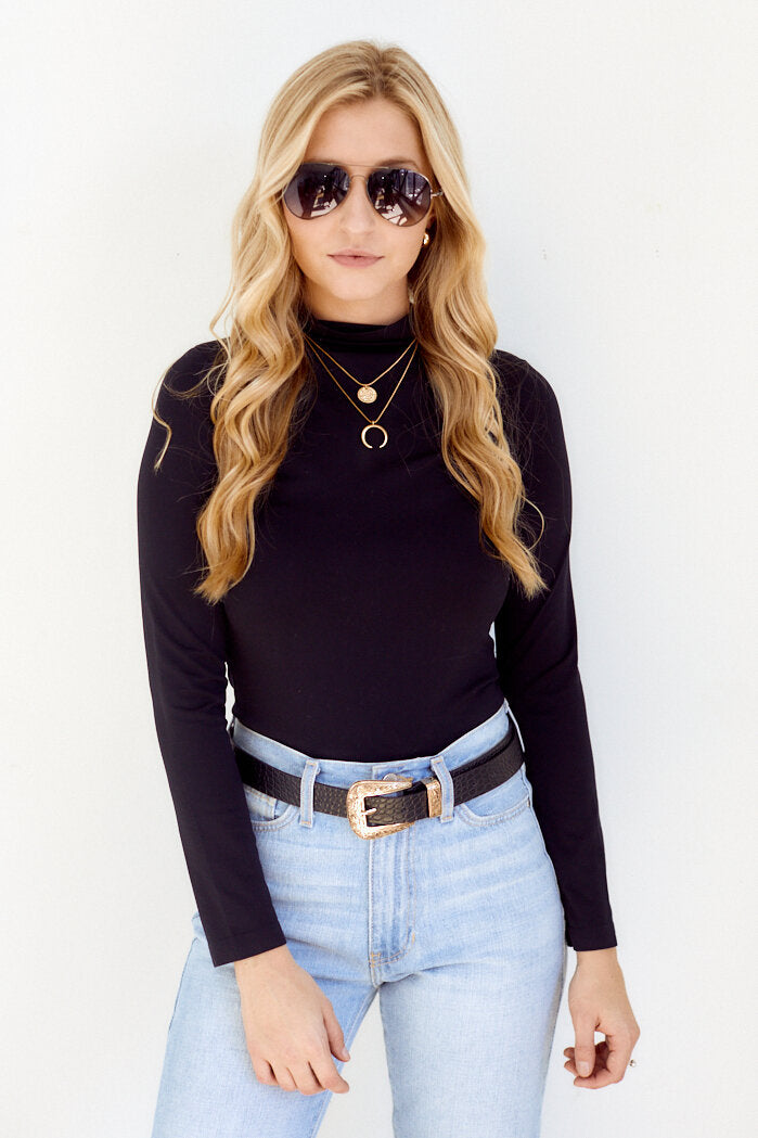 SALE - Brinley High Neck Long Sleeve Top - fab'rik