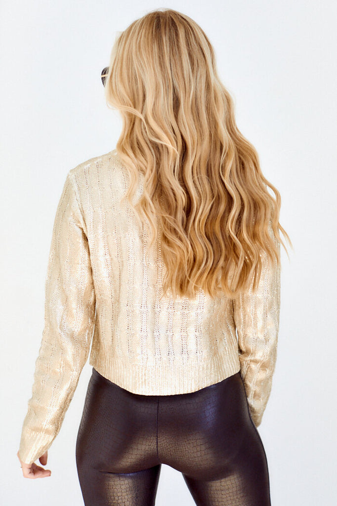 SALE - Tessa Metallic Cable Knit Sweater - fab'rik