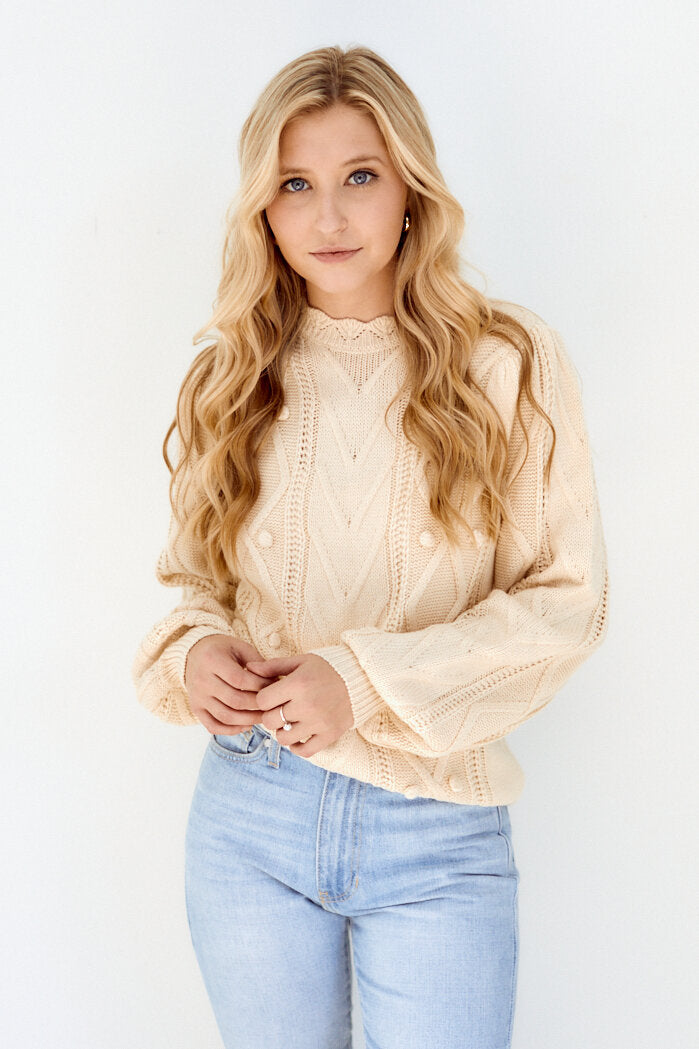 SALE - Saige Pom Detail Sweater - fab'rik