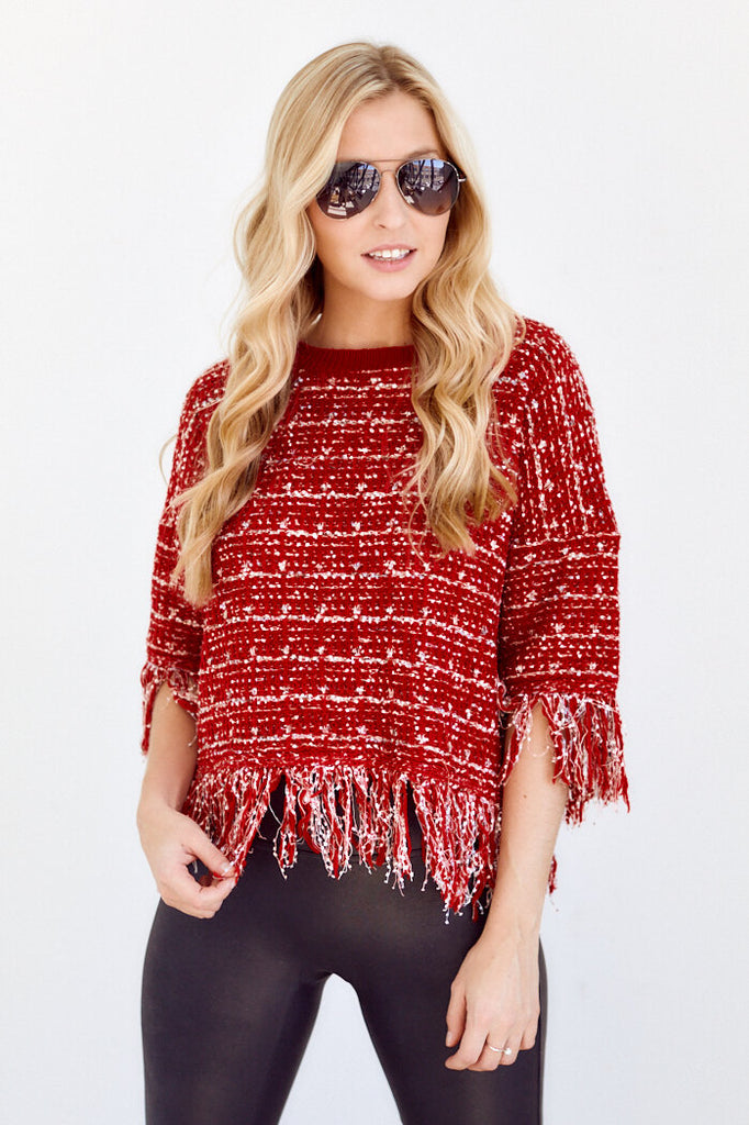 SALE - Salette Fringe Tweed Top - fab'rik