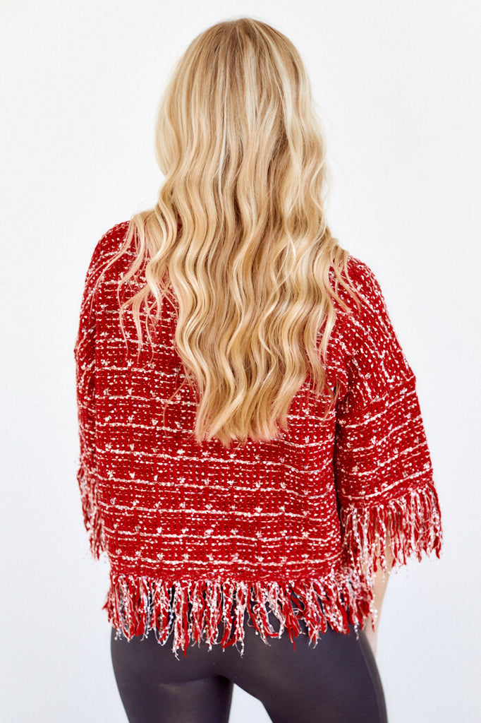 SALE - Salette Fringe Tweed Top - fab'rik