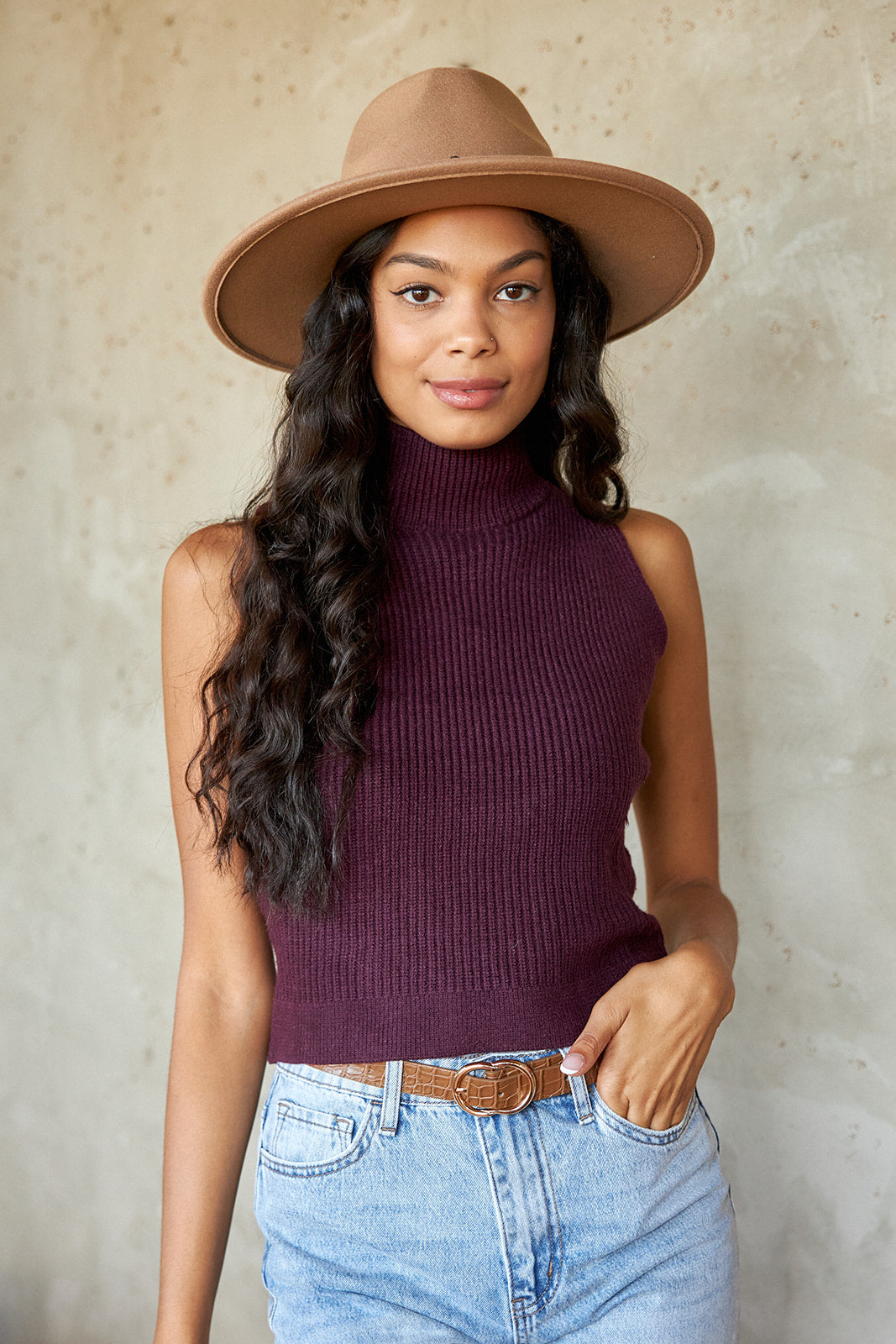SALE - Whitlie Sleeveless Mock Neck Sweater - fab'rik
