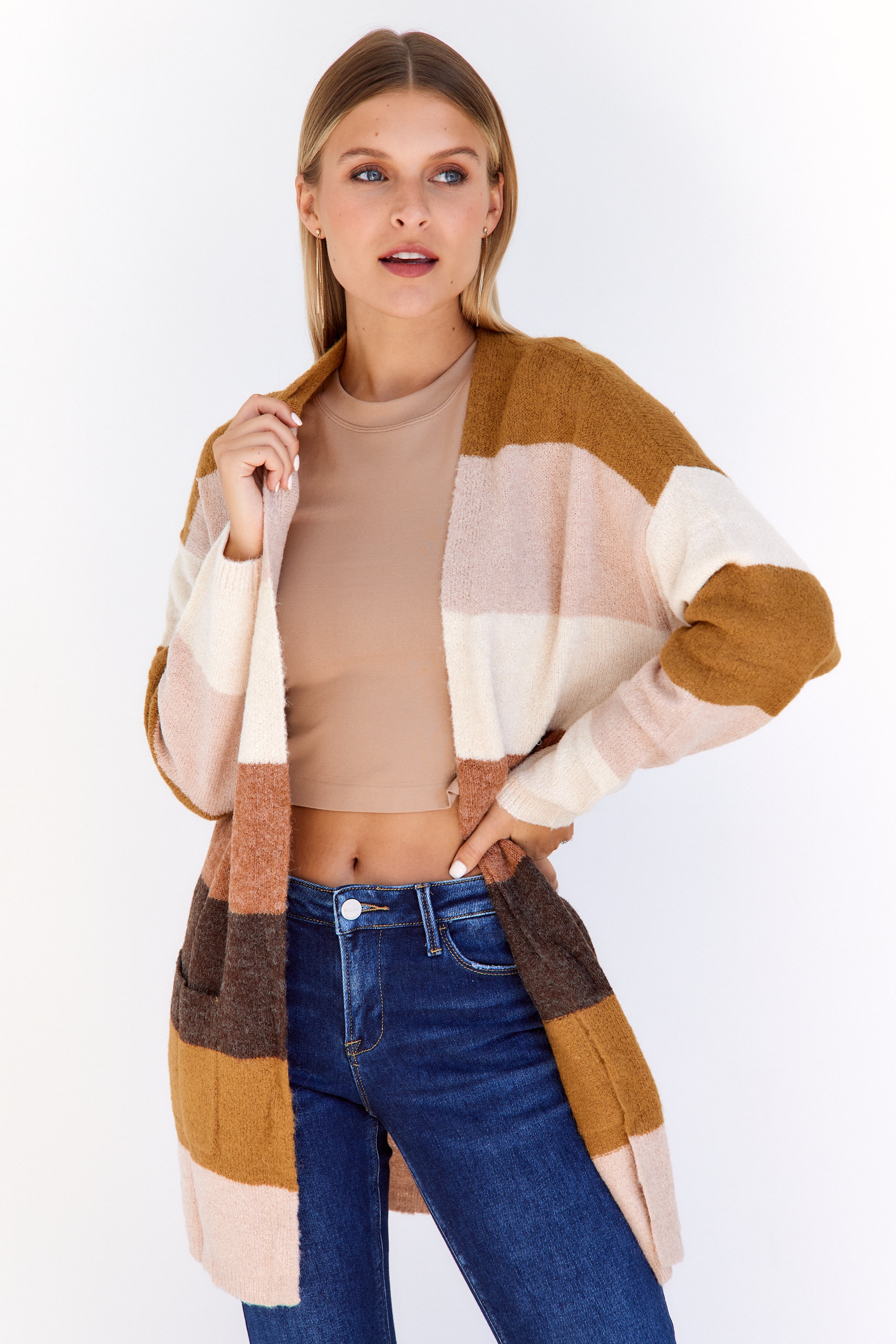 Mallory Striped Long Cardigan - fab'rik