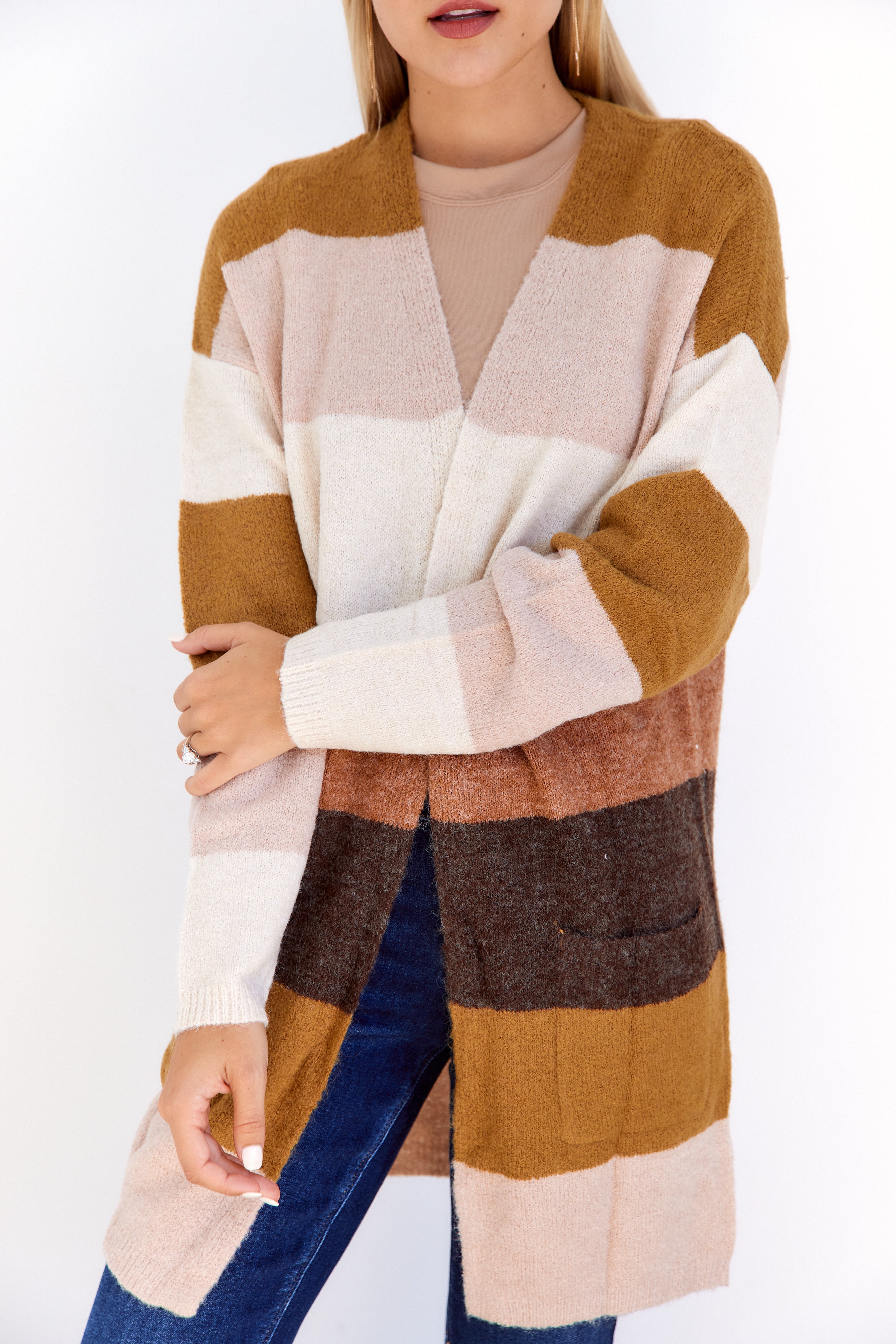 Mallory Striped Long Cardigan - fab'rik
