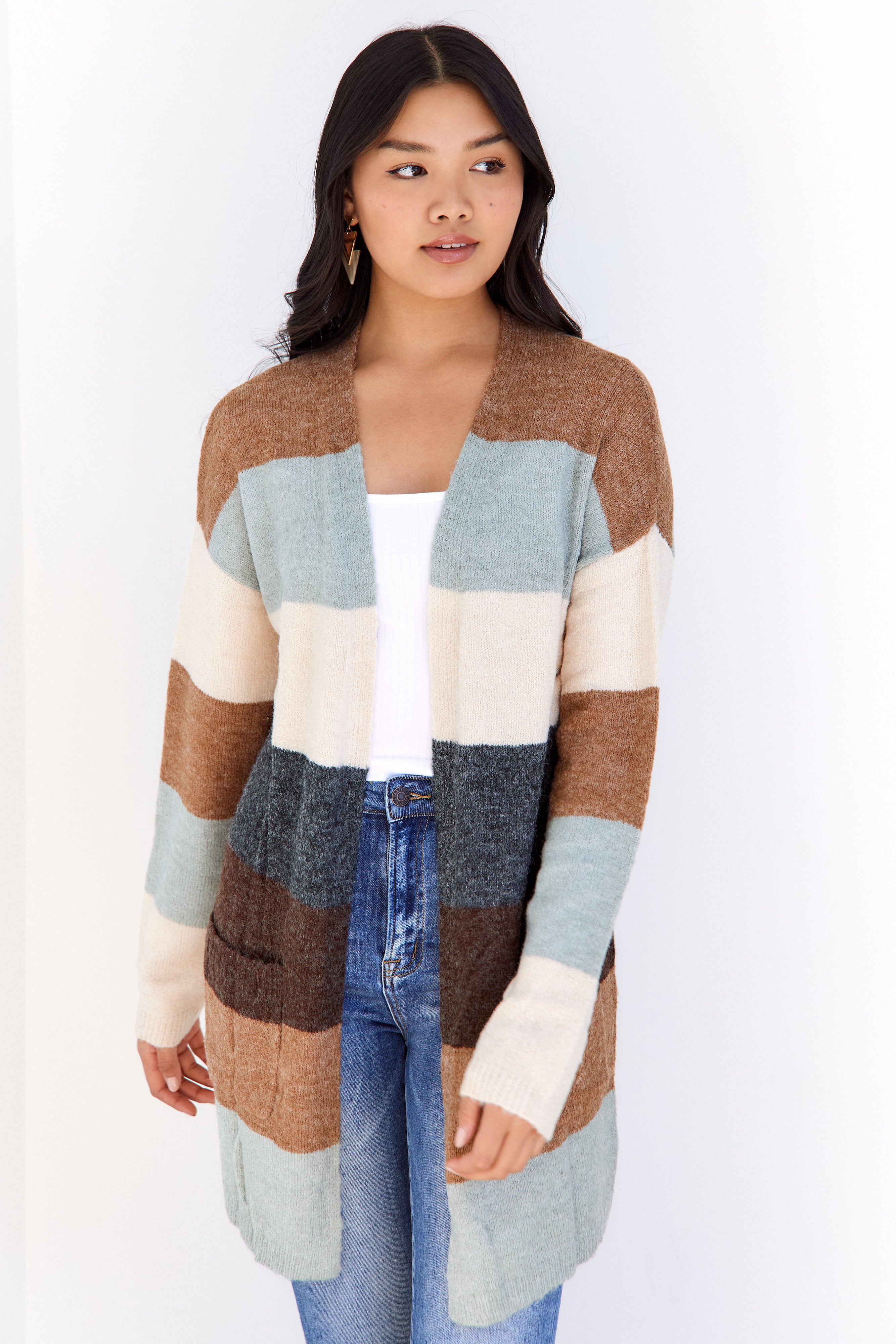 Mallory Striped Long Cardigan - fab'rik