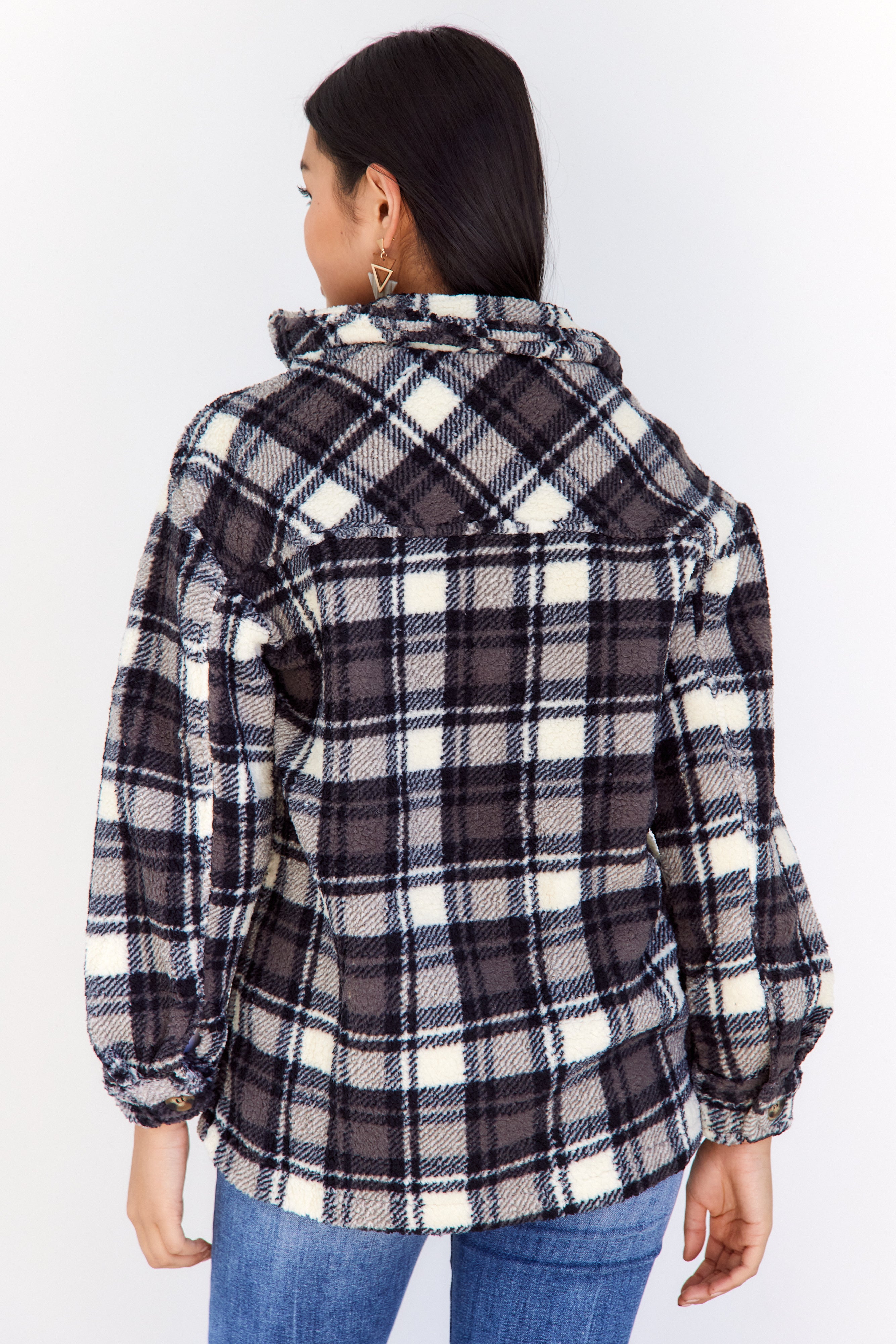 Nikki Fuzzy Plaid Shacket - fab'rik