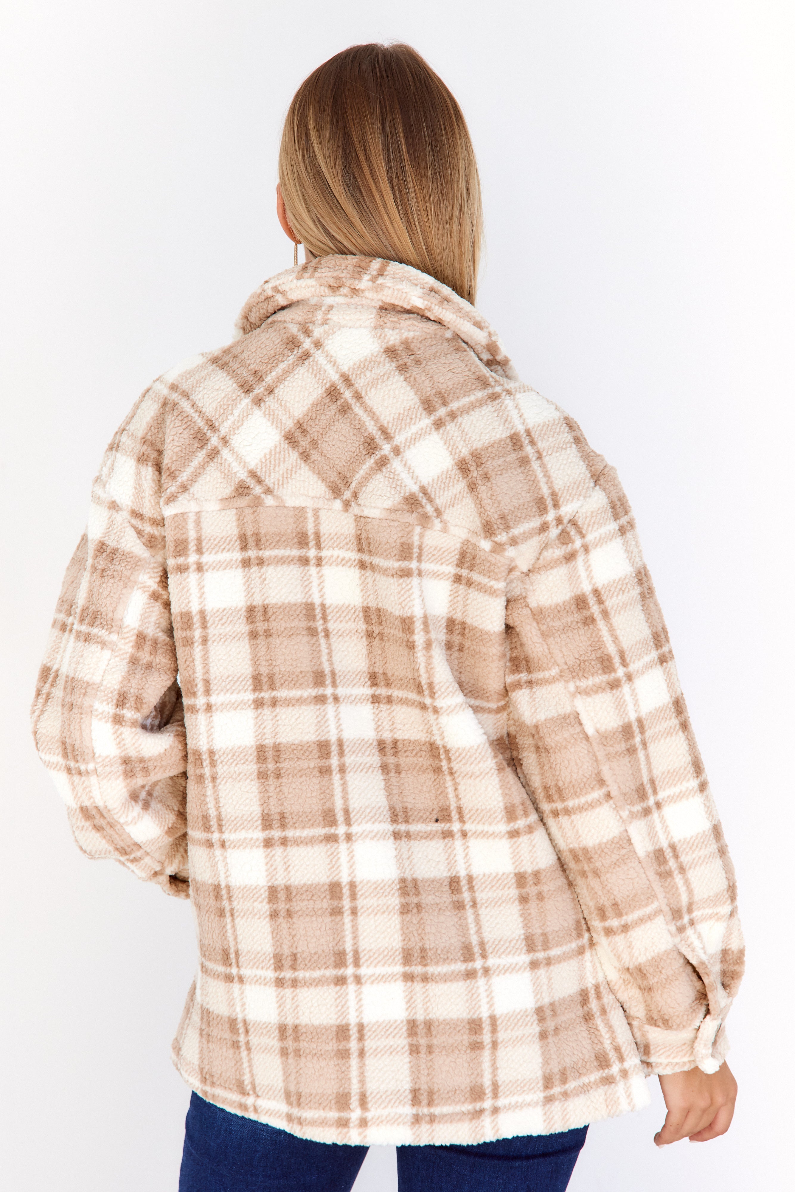 Nikki Fuzzy Plaid Shacket - fab'rik