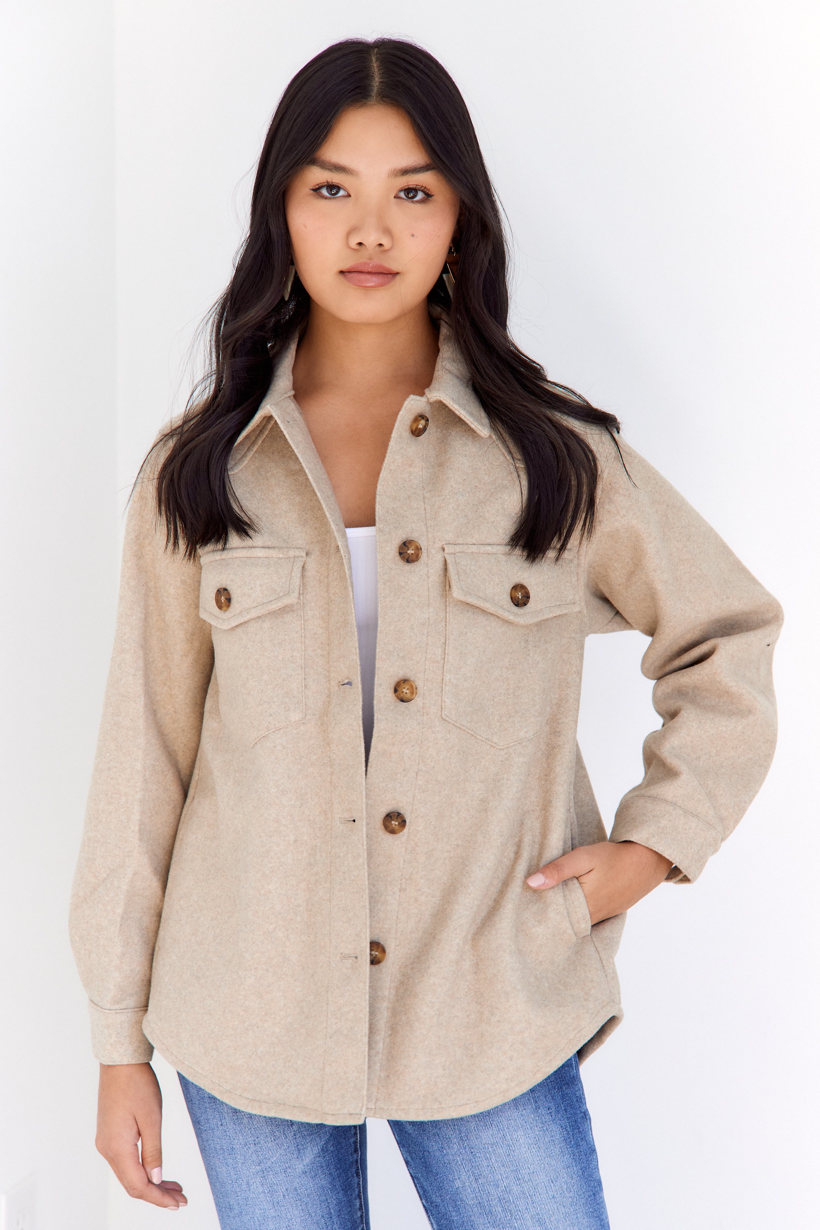 Winsley Button Front Fleece Shacket - fab'rik