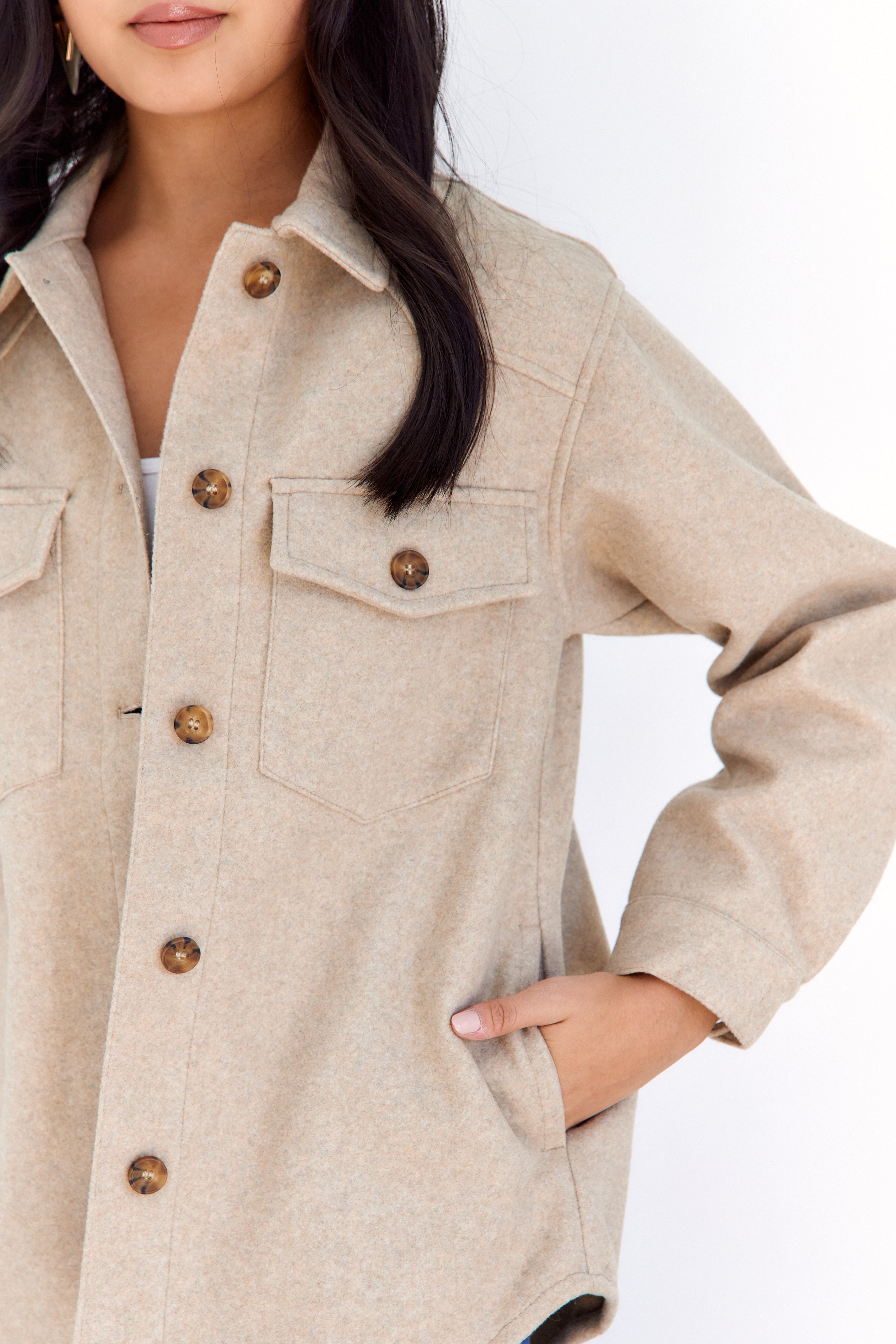 Winsley Button Front Fleece Shacket - fab'rik
