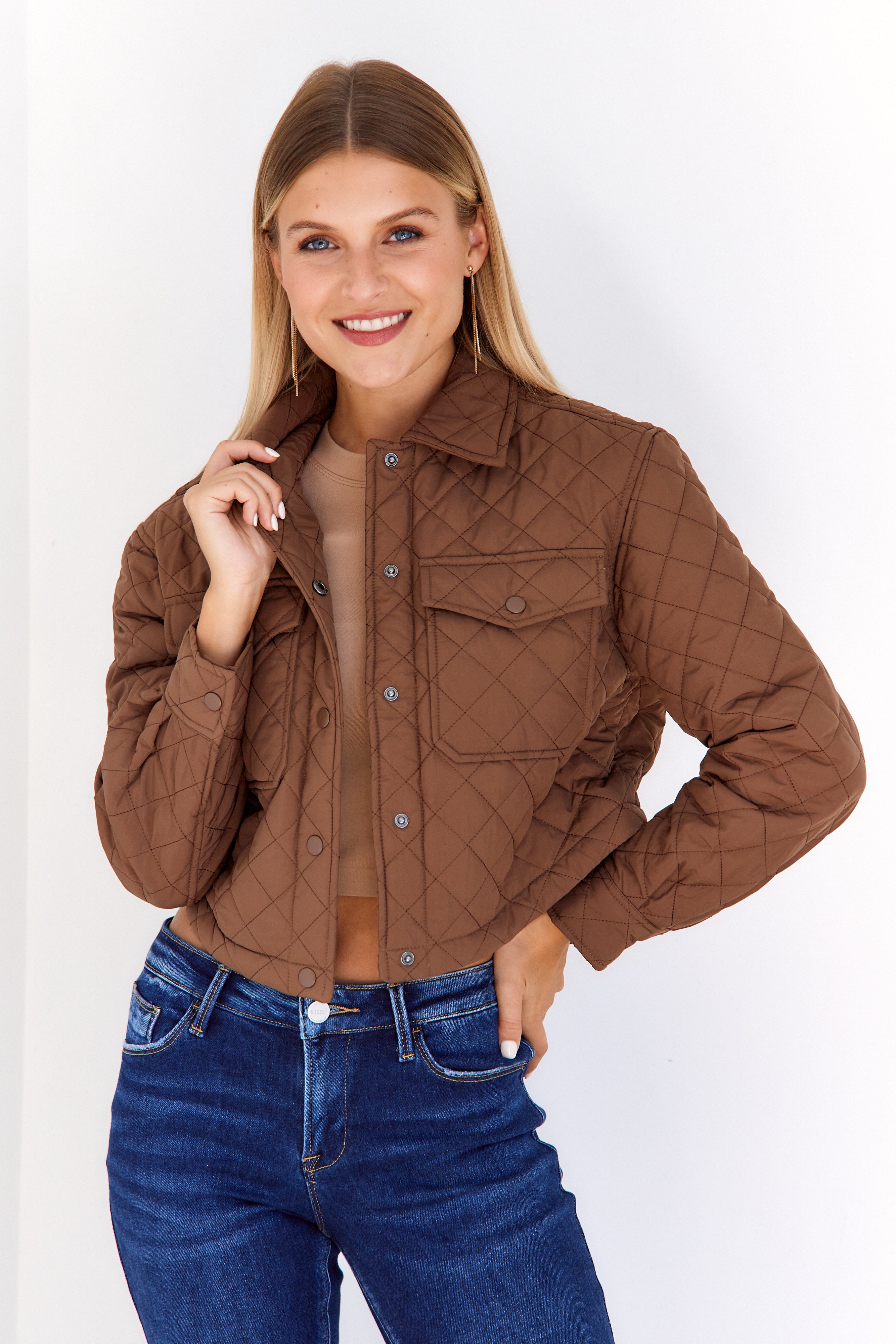 Jamie Cropped Quilted Shacket - fab'rik