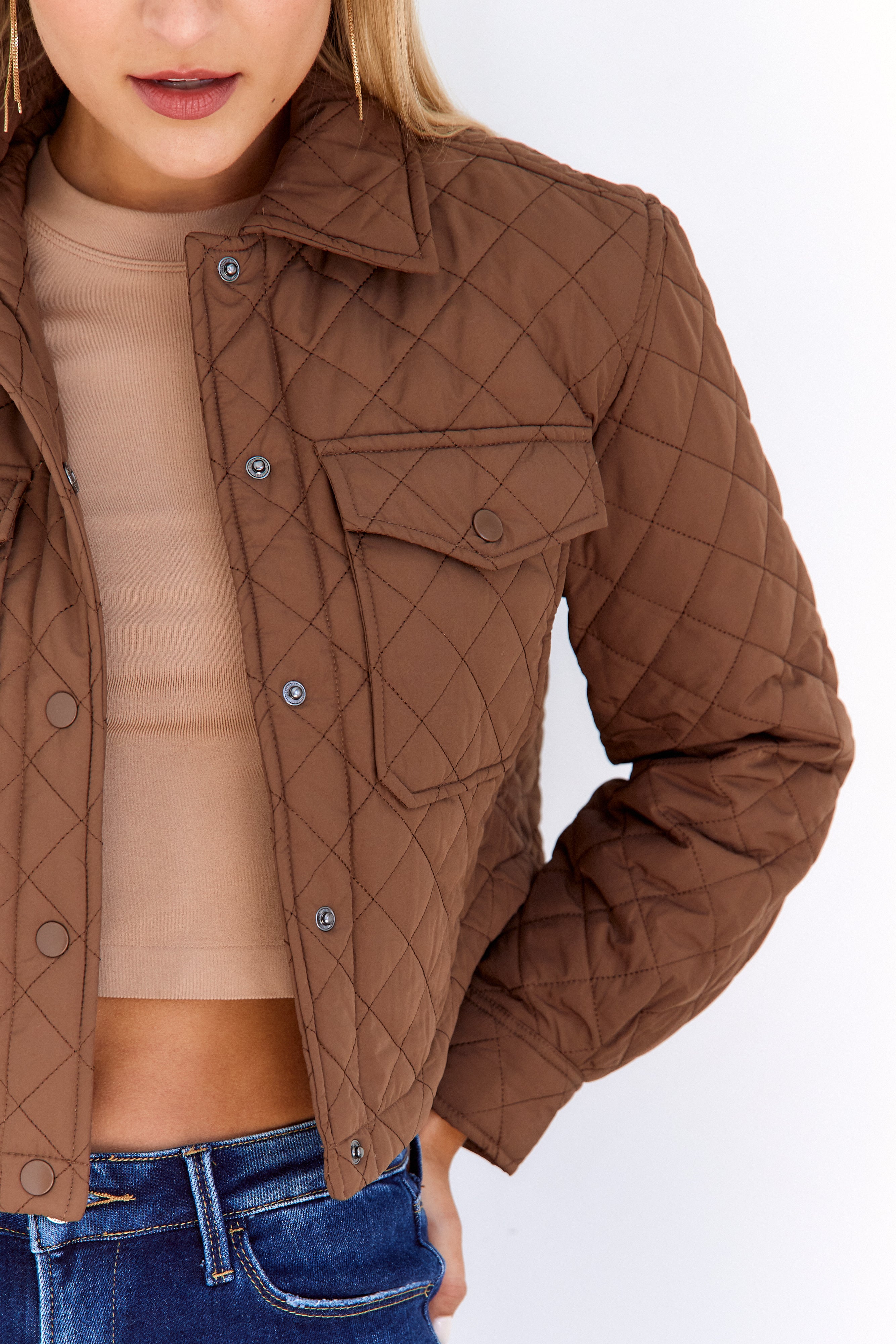 Jamie Cropped Quilted Shacket - fab'rik