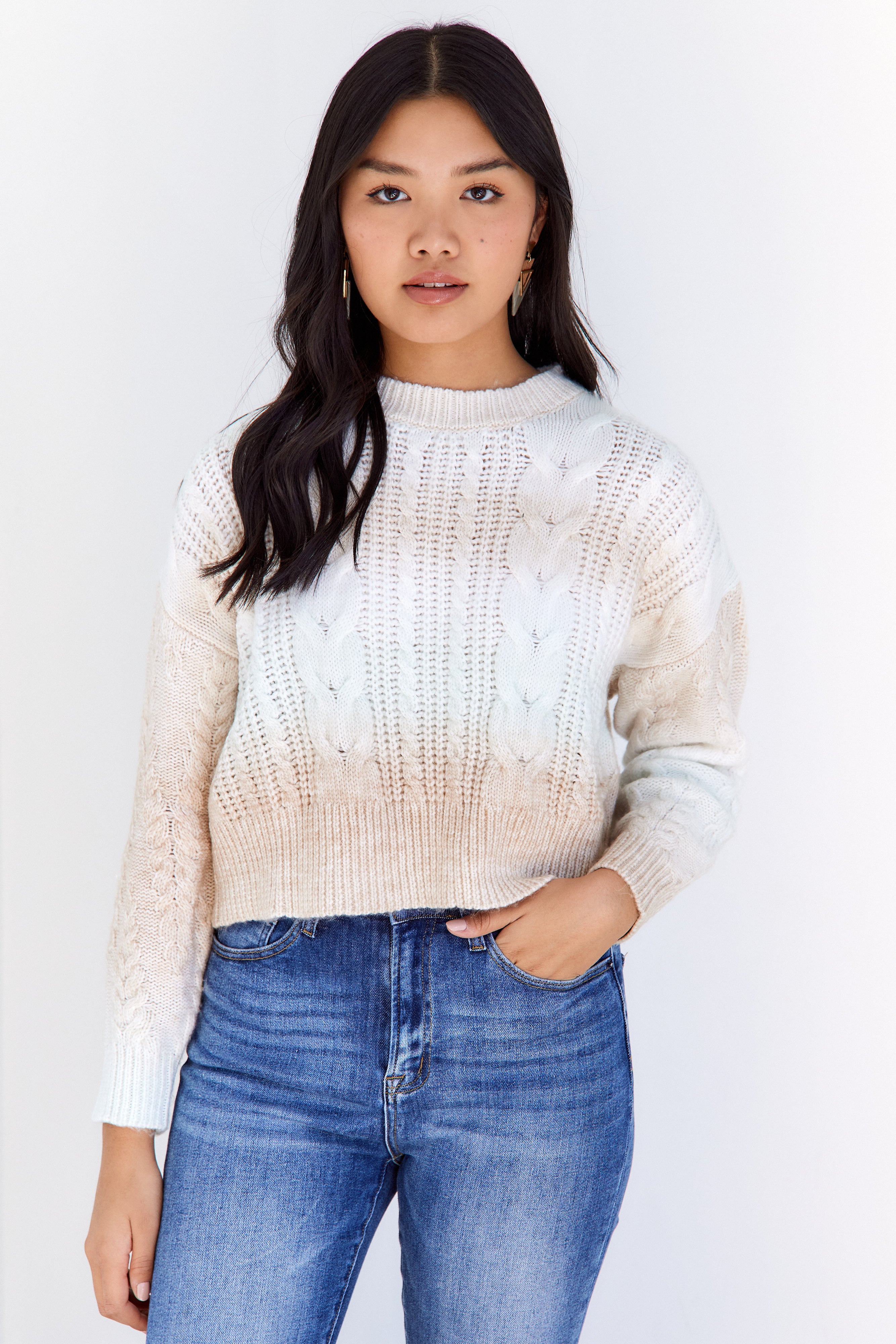 Sage Cropped Multicolor Ombre Sweater - fab'rik