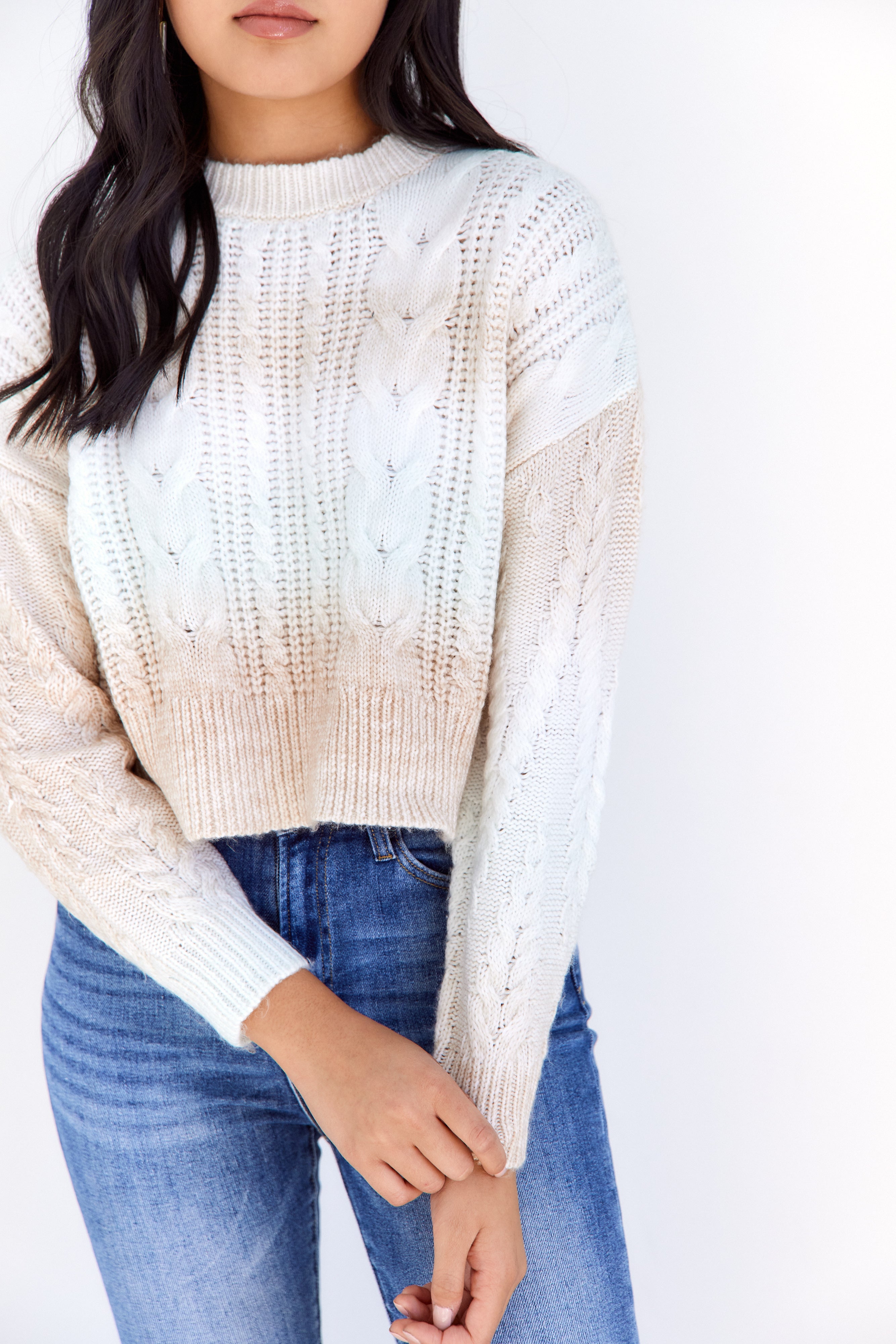 Sage Cropped Multicolor Ombre Sweater - fab'rik