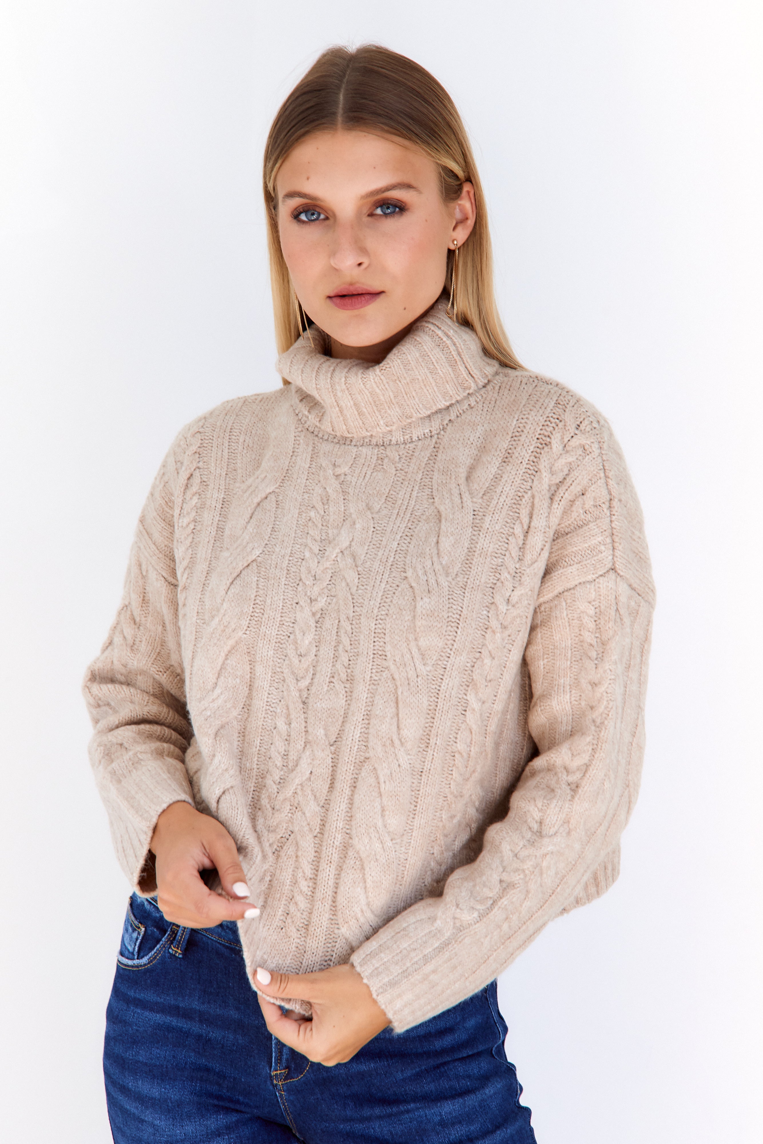 Marfa Twisted Cableknit Turtleneck Sweater - fab'rik