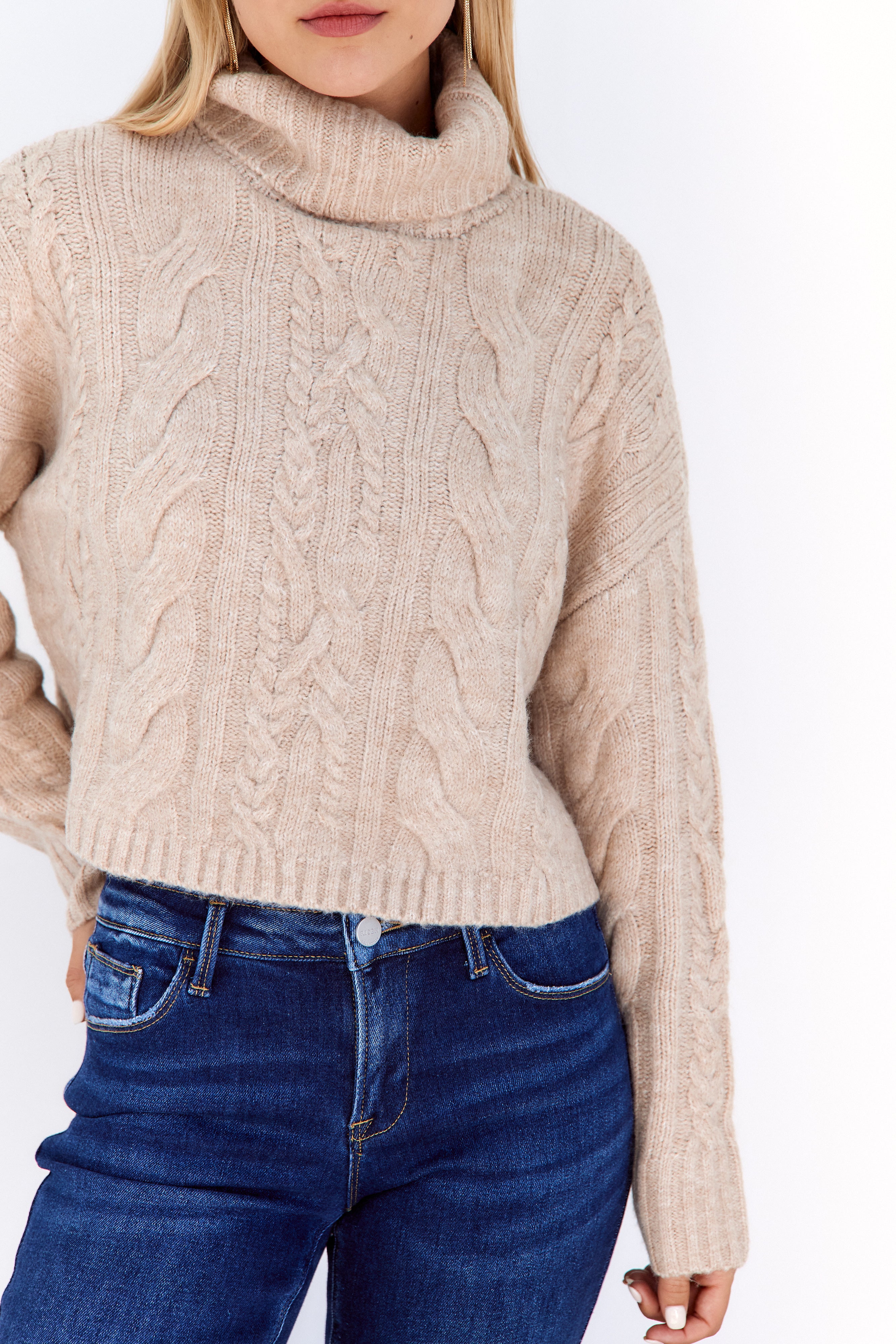 Marfa Twisted Cableknit Turtleneck Sweater - fab'rik