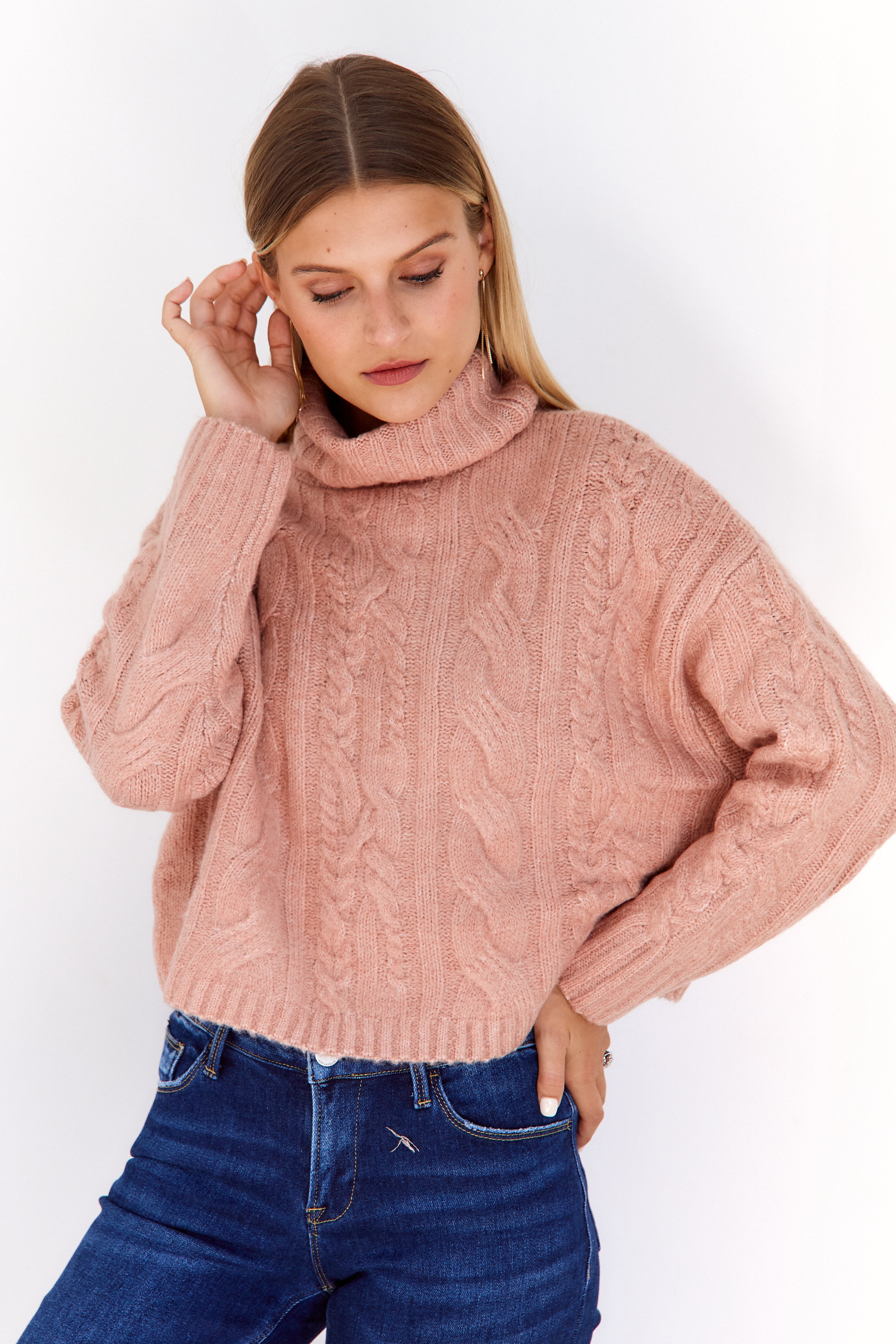 Marfa Twisted Cableknit Turtleneck Sweater - fab'rik