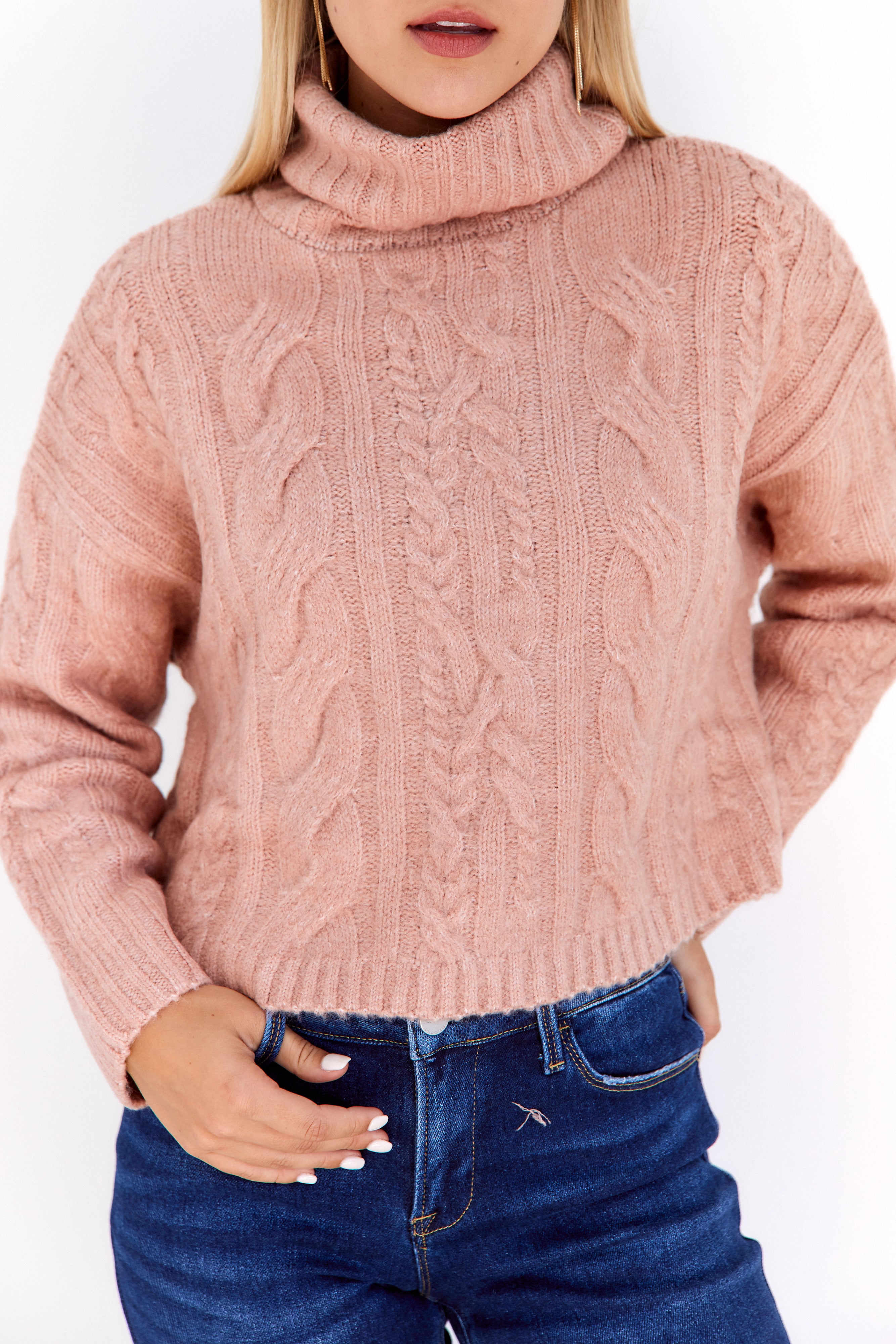 Marfa Twisted Cableknit Turtleneck Sweater - fab'rik