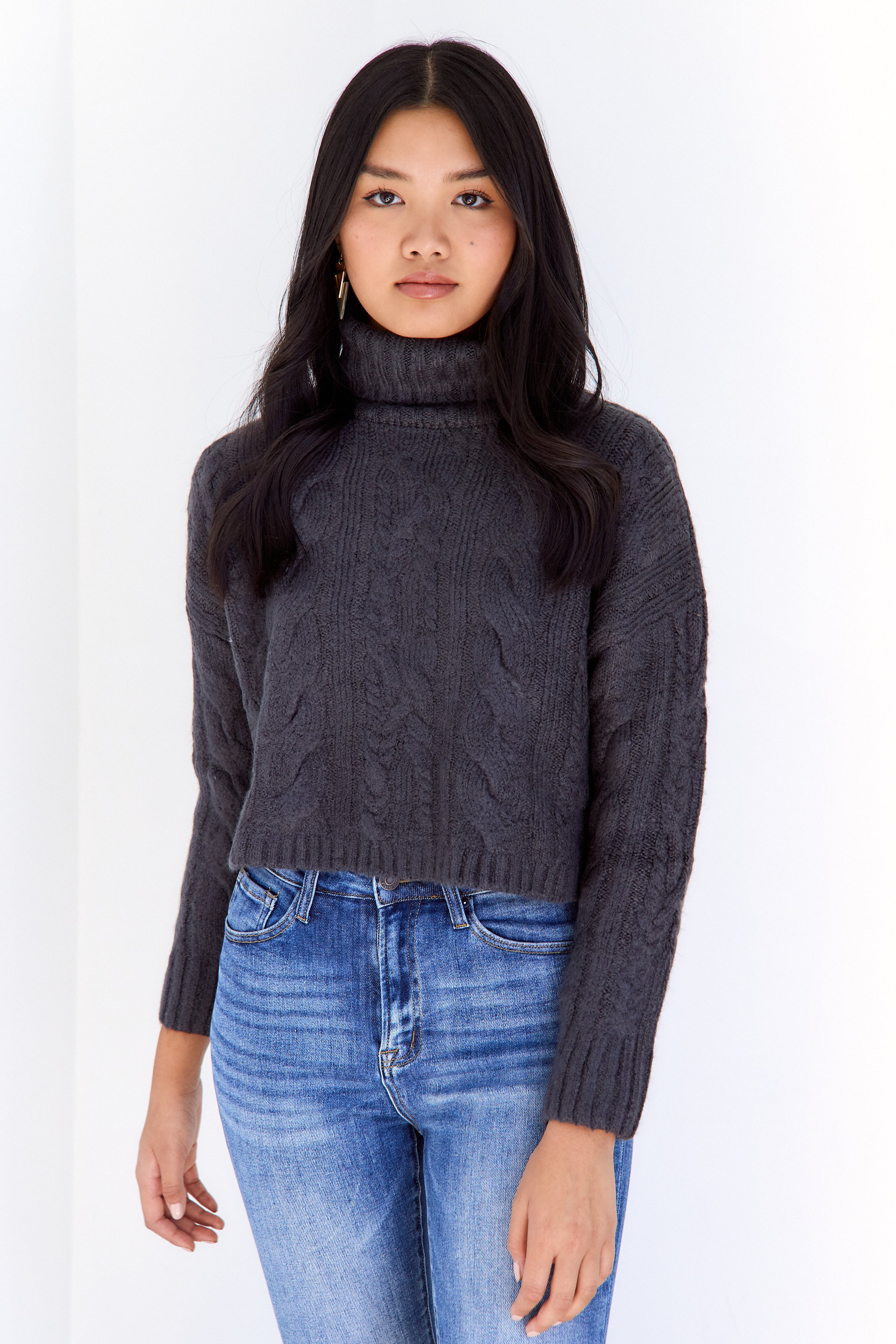 Marfa Twisted Cableknit Turtleneck Sweater - fab'rik
