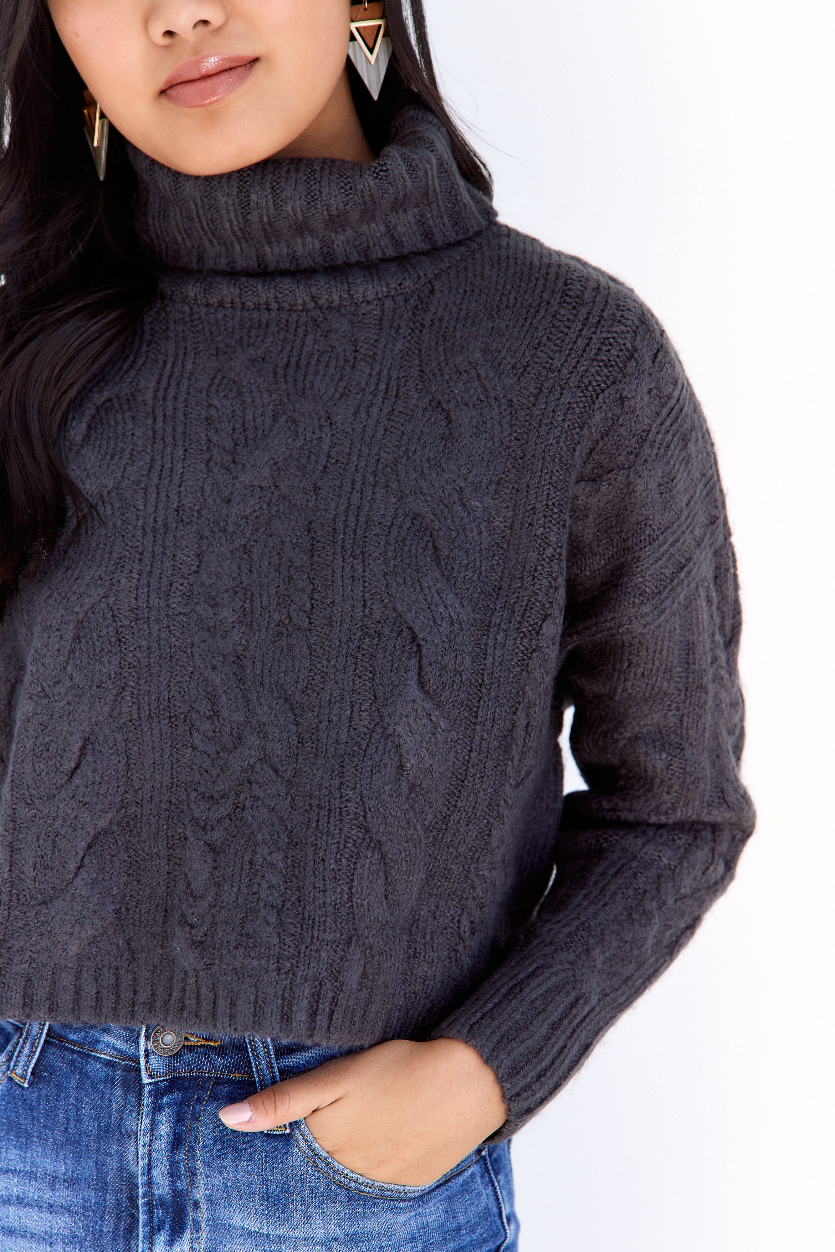 Marfa Twisted Cableknit Turtleneck Sweater - fab'rik