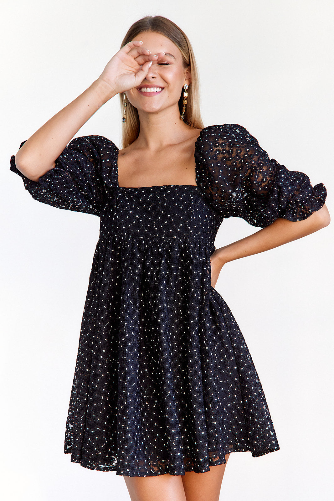 Gigi Sparkle Floral Mini Dress - fab'rik