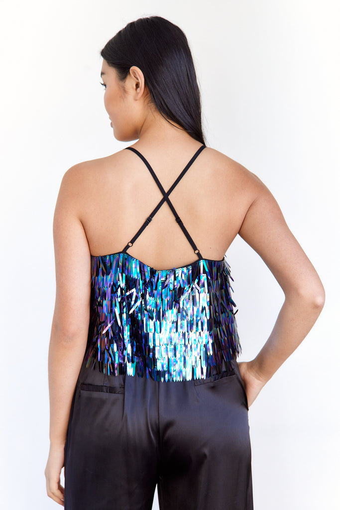 Mira Sequin Fringe Tank Top - fab'rik