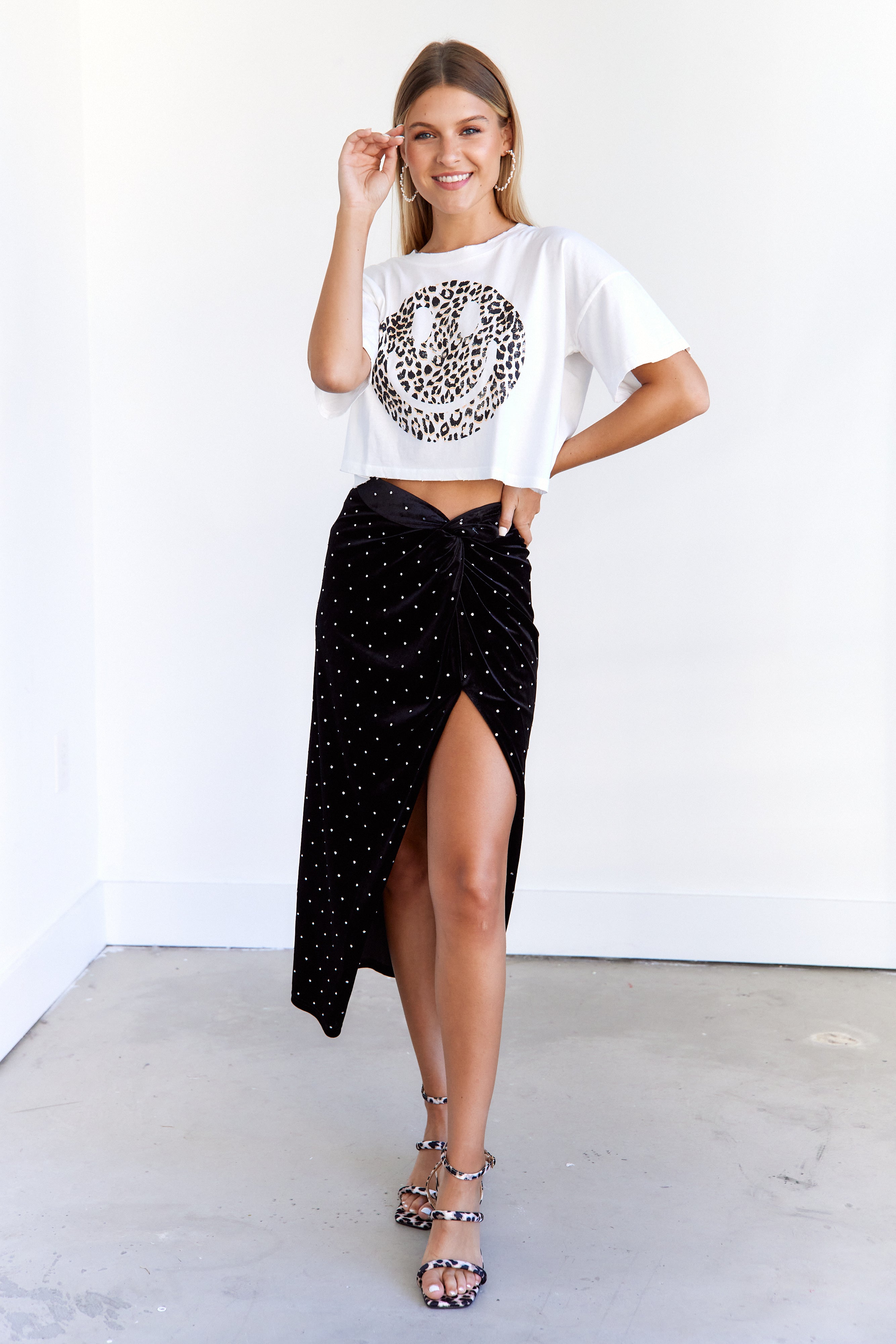 Cal Velvet Rhinestone Midi Skirt - fab'rik