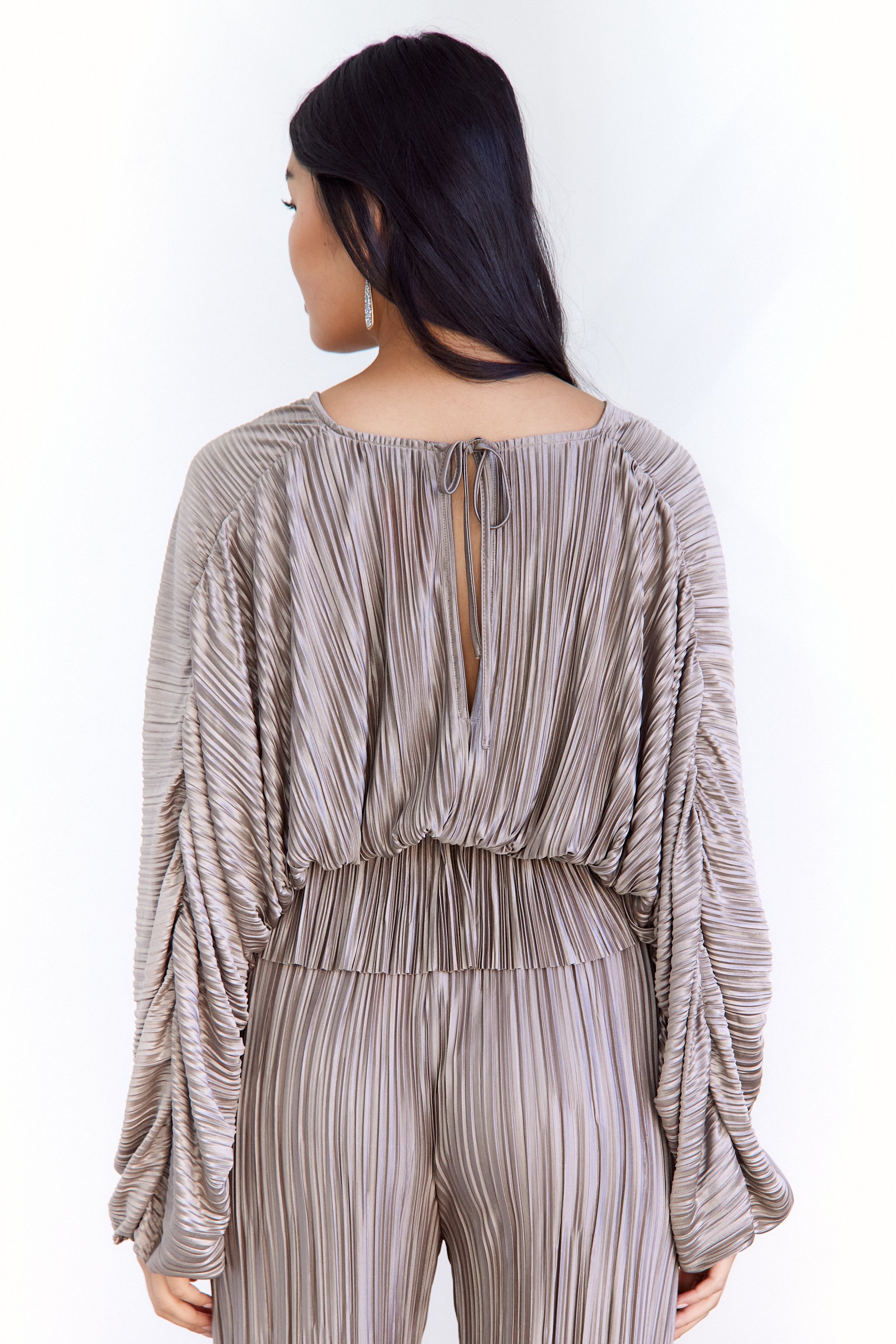 Cecilia Pleated V Neck Blouse - fab'rik