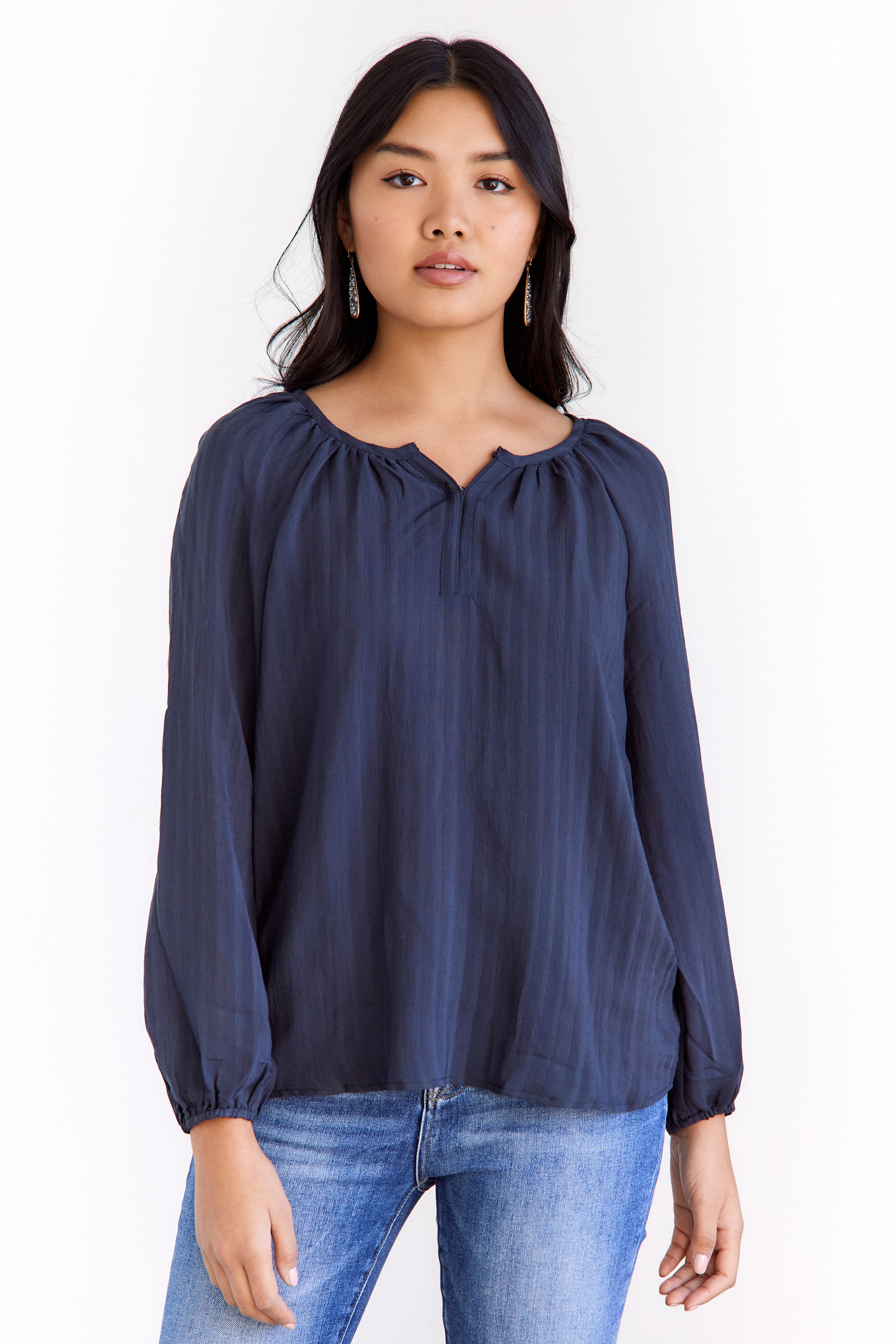 Serena Textured Stripe Blouse - fab'rik