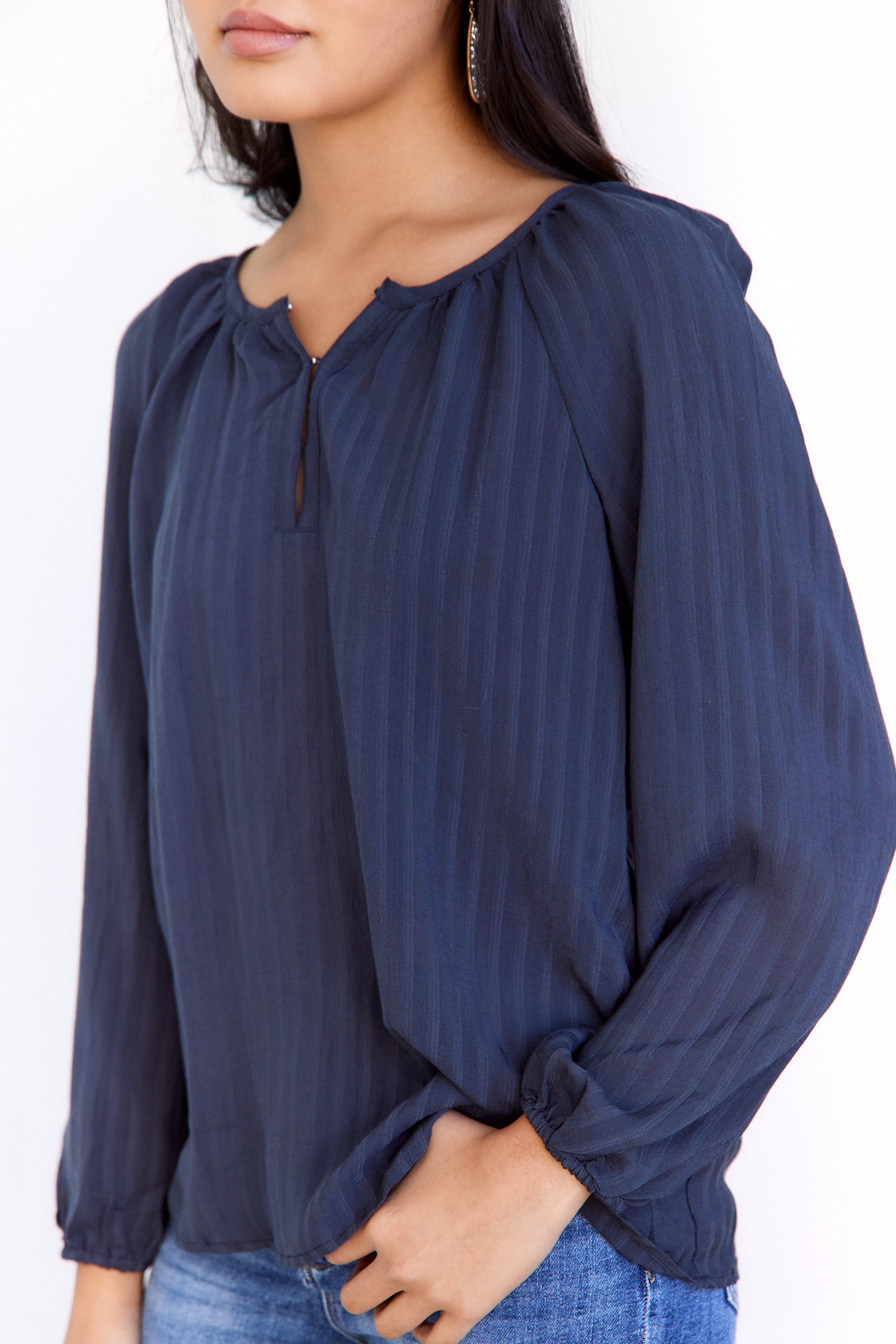 Serena Textured Stripe Blouse - fab'rik