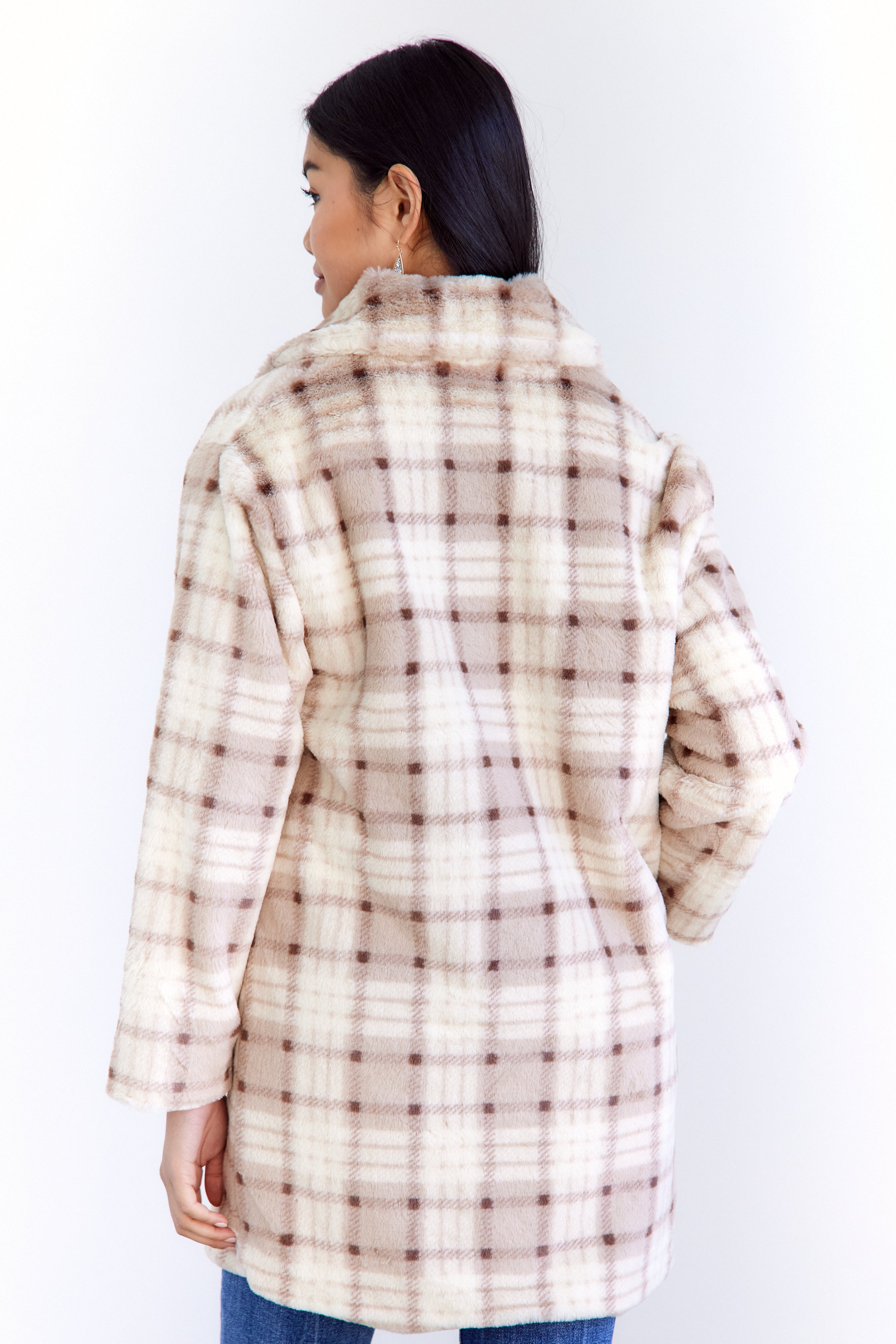 Tinsley Fuzzy Plaid Coat - fab'rik