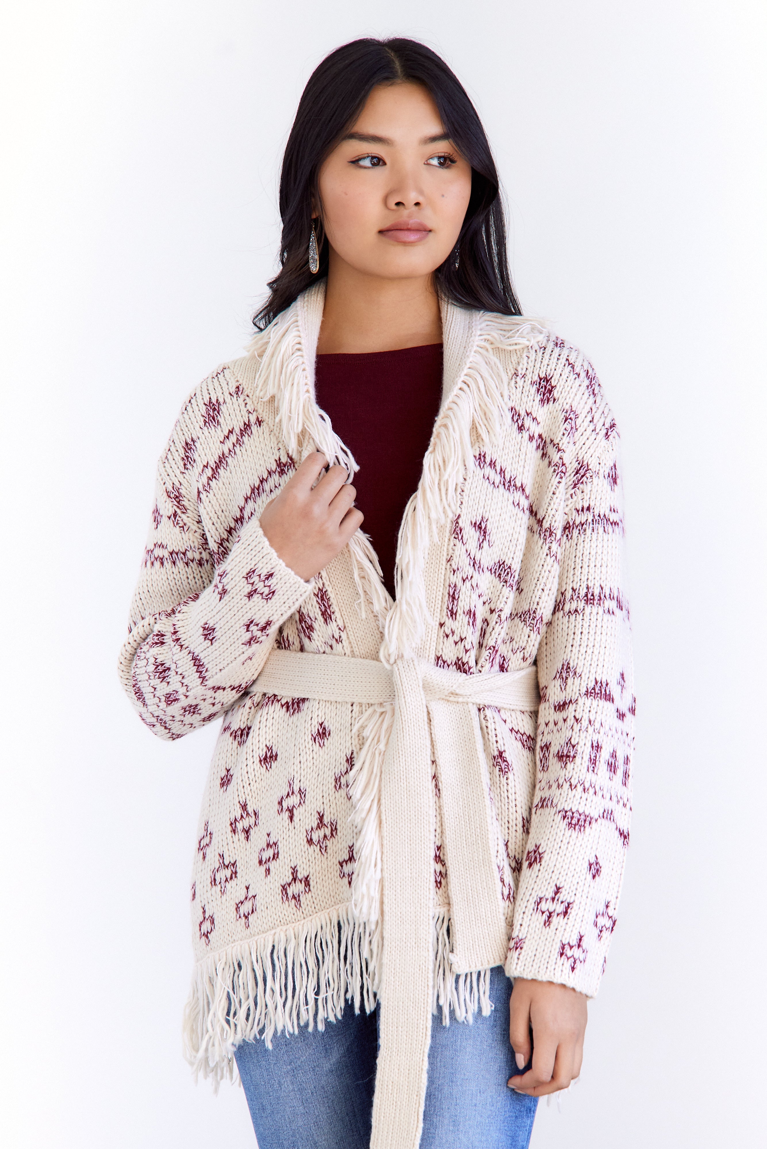 Aida Fringe Tie Cardigan - fab'rik