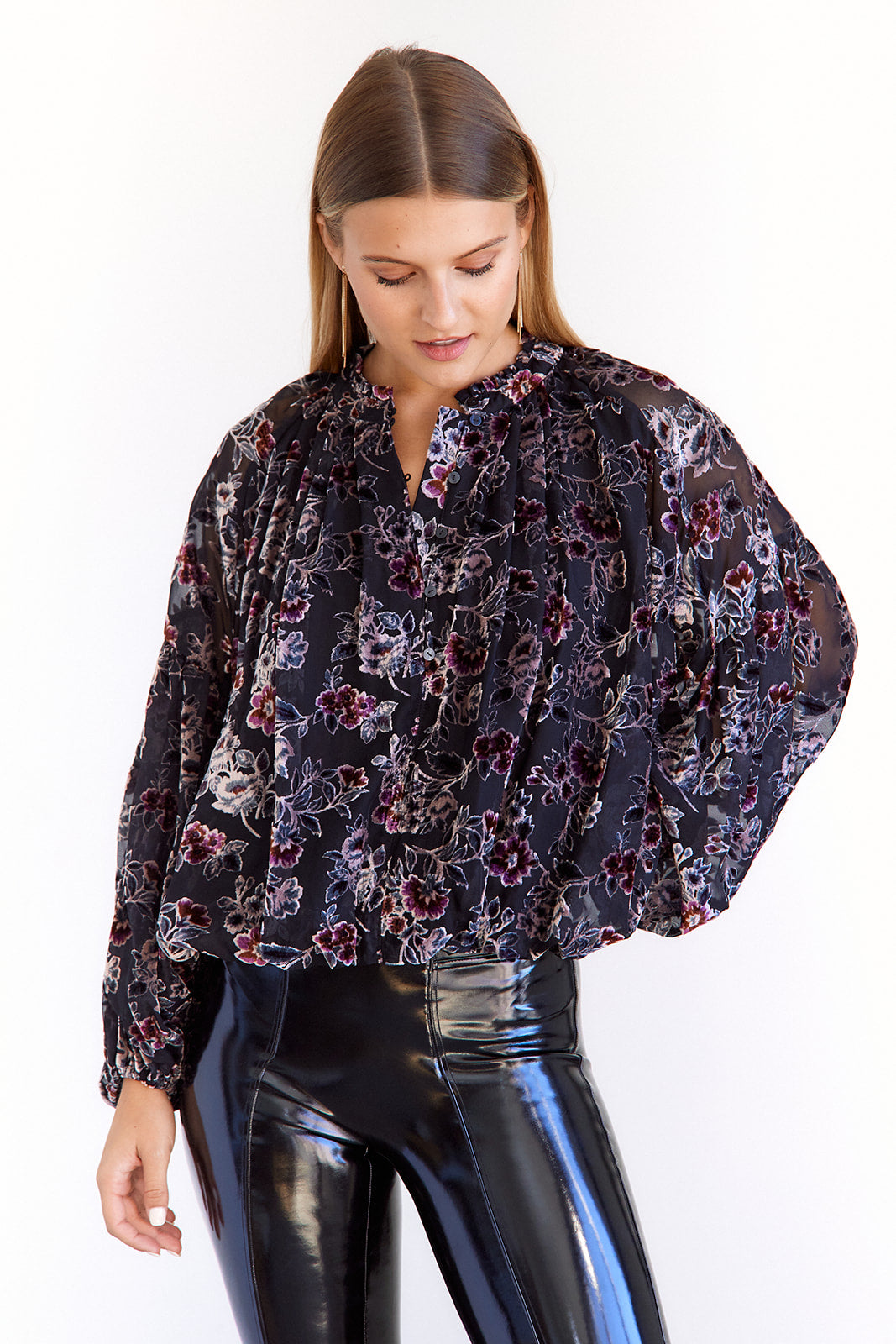 Kait Velvet Floral Blouse - fab'rik