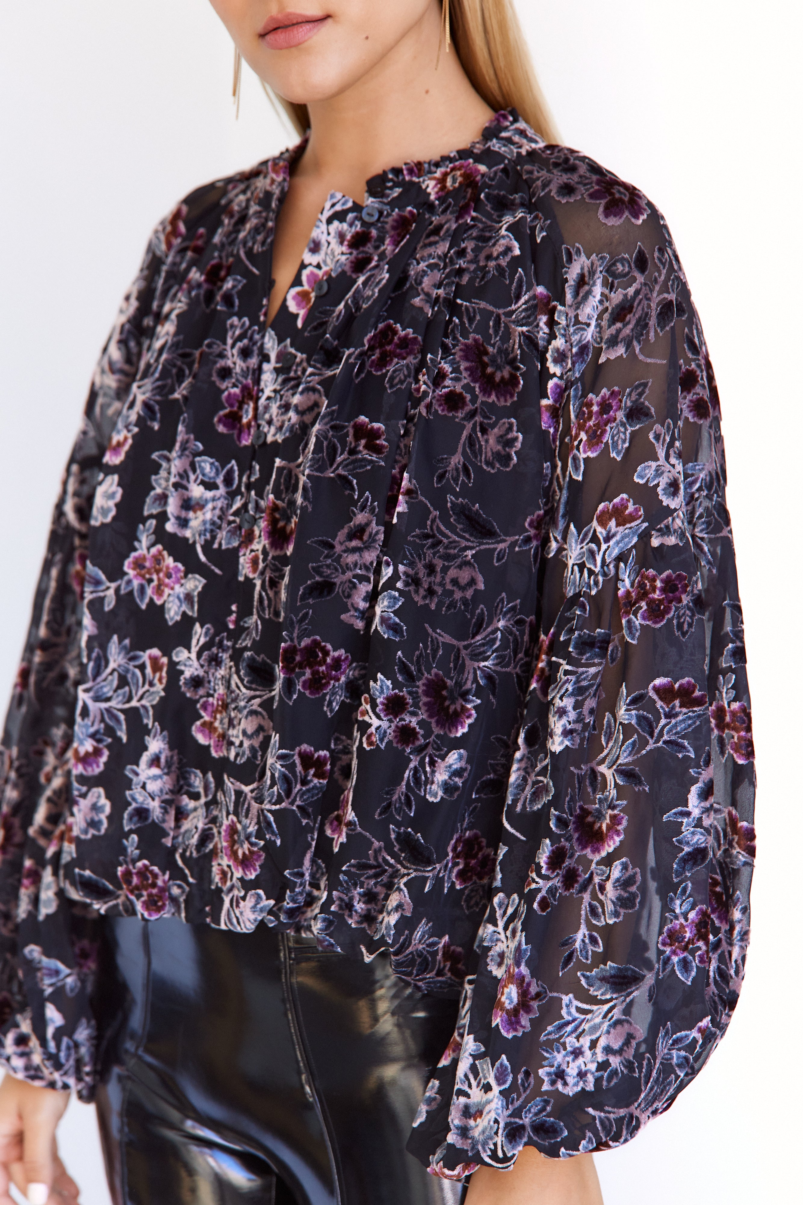 Kait Velvet Floral Blouse - fab'rik