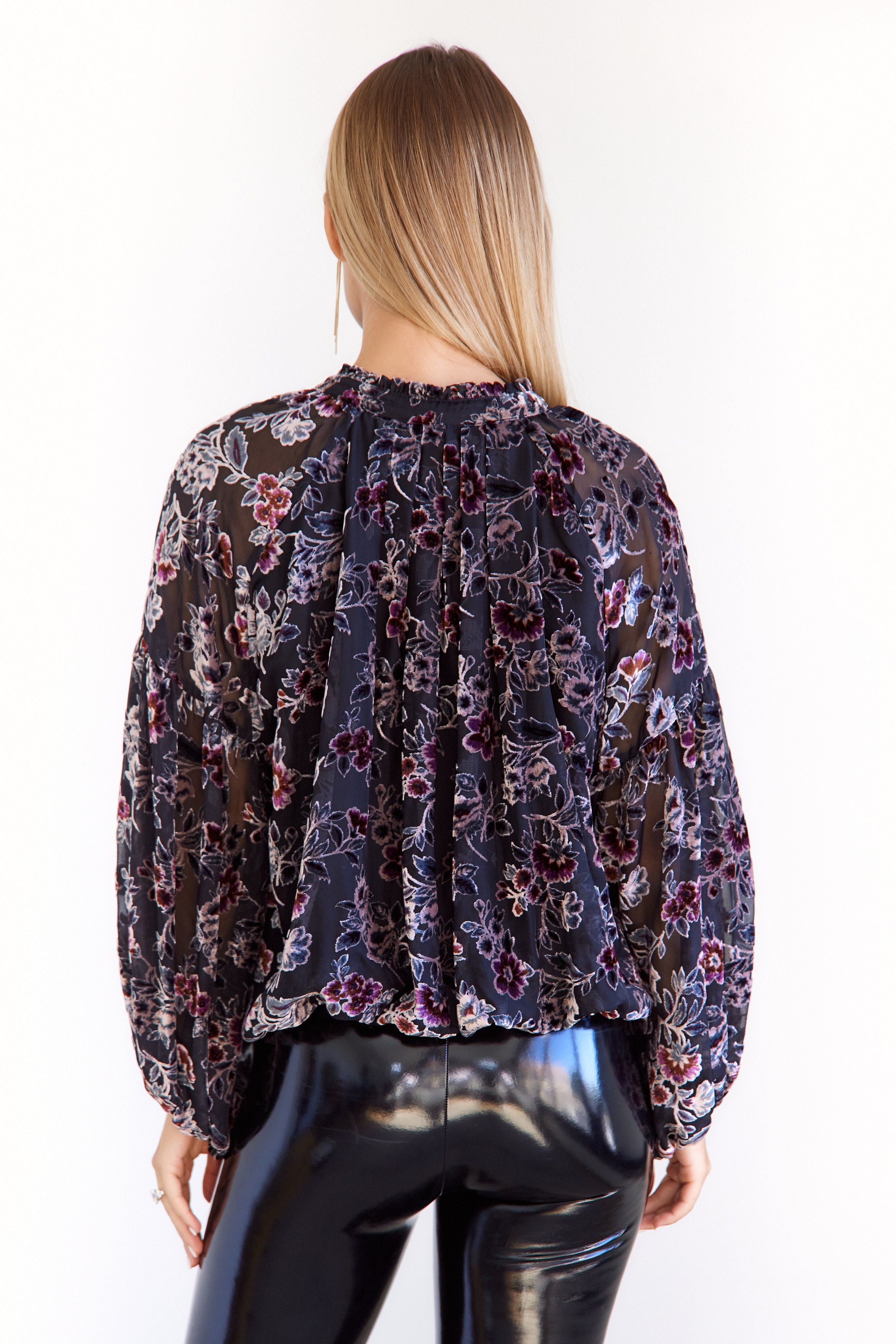 Kait Velvet Floral Blouse - fab'rik