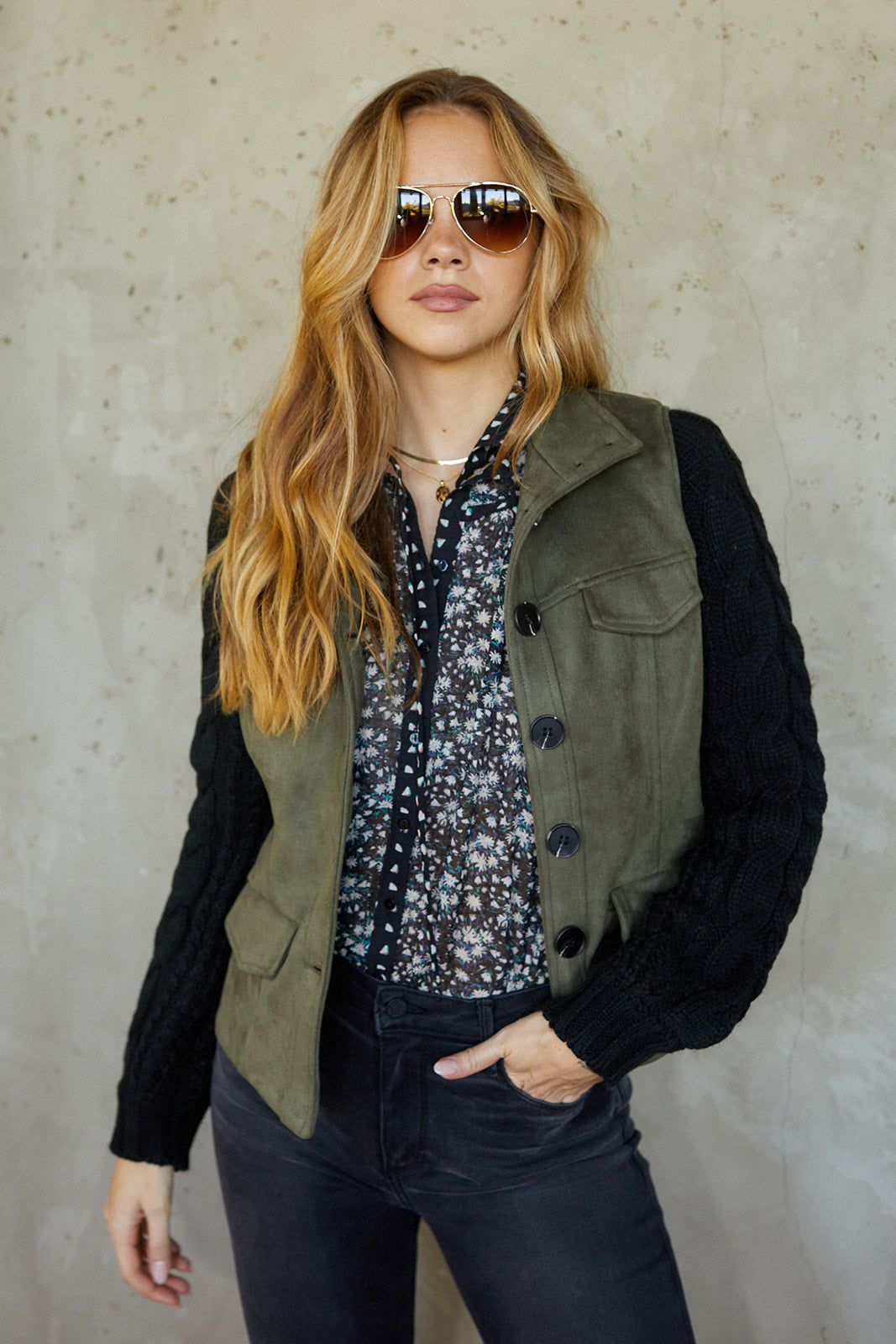 SALE - Reasley Cableknit Sleeve Jacket - fab'rik