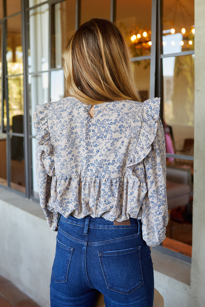 SALE - Avelie Floral Ruffle Blouse - fab'rik