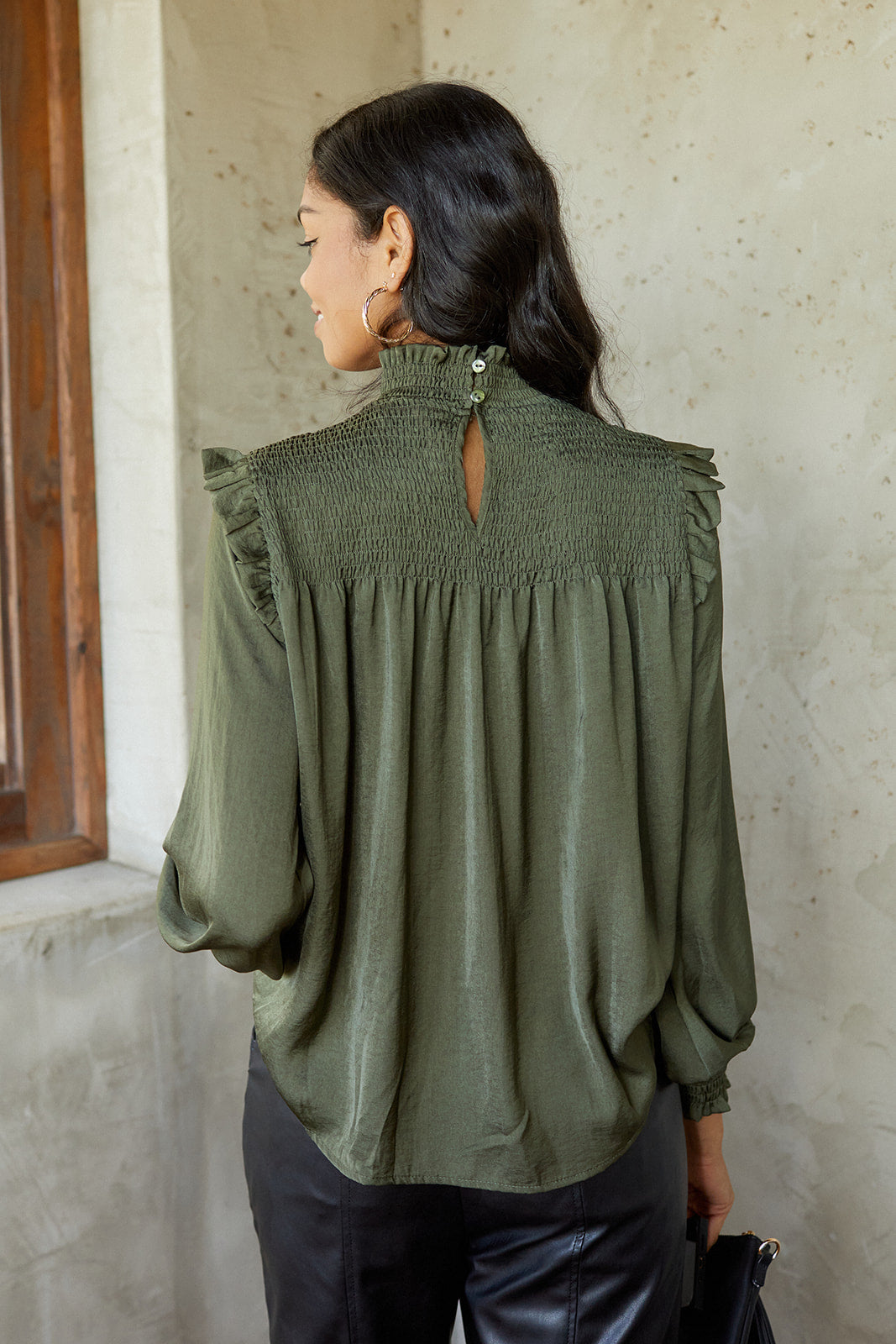 SALE - Miranda Smocked Long Sleeve Blouse - fab'rik