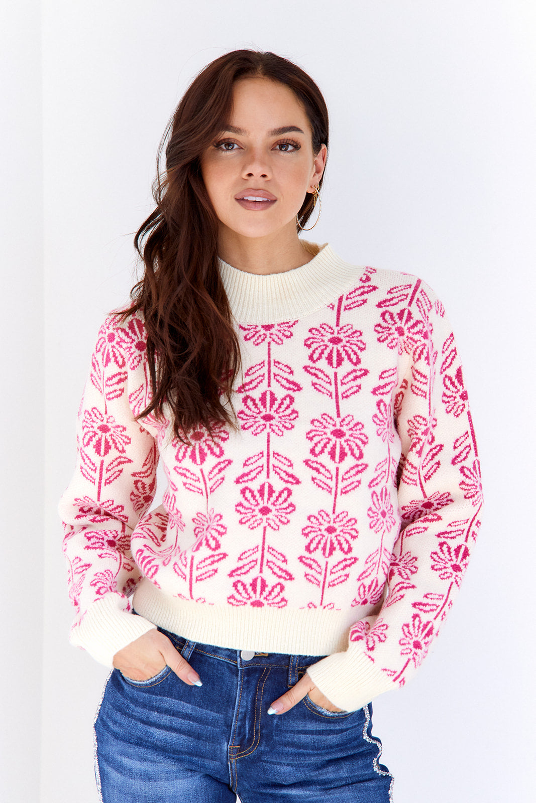 Tricia Flower Printed Sweater - fab'rik