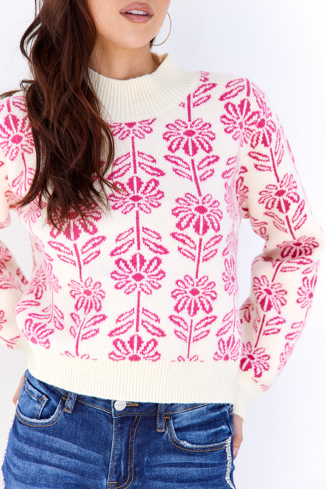 Tricia Flower Printed Sweater - fab'rik