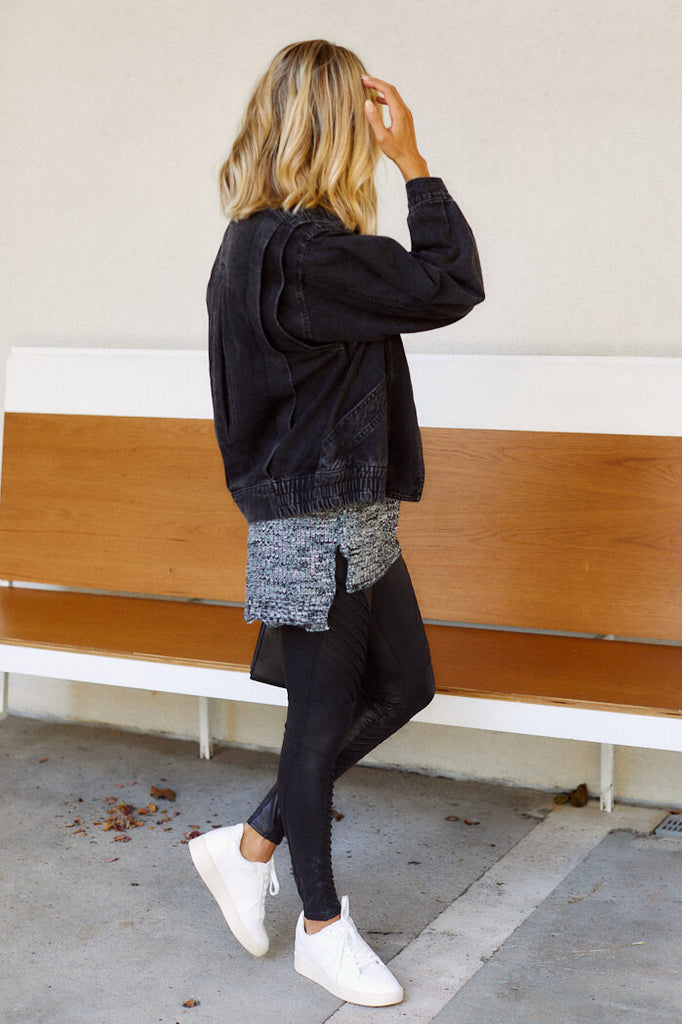 Ania Power Shoulder Denim Jacket - fab'rik