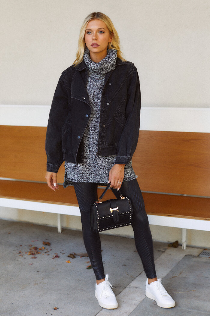 Ania Power Shoulder Denim Jacket - fab'rik