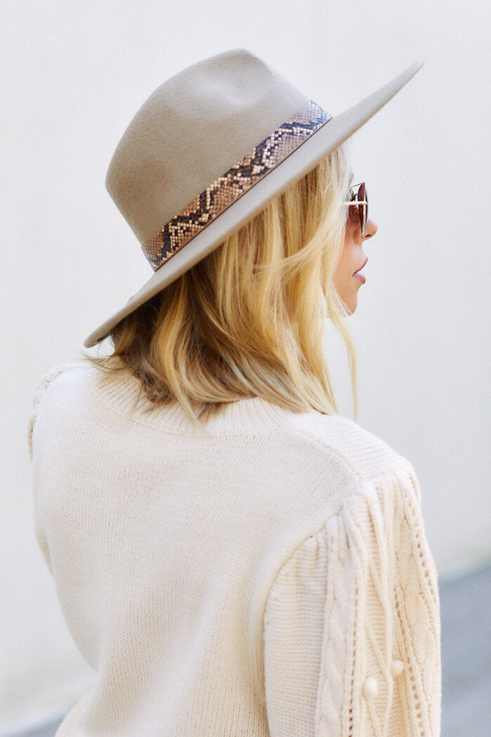 SALE - Edelyn Snake Strap Wide Brim Hat - fab'rik