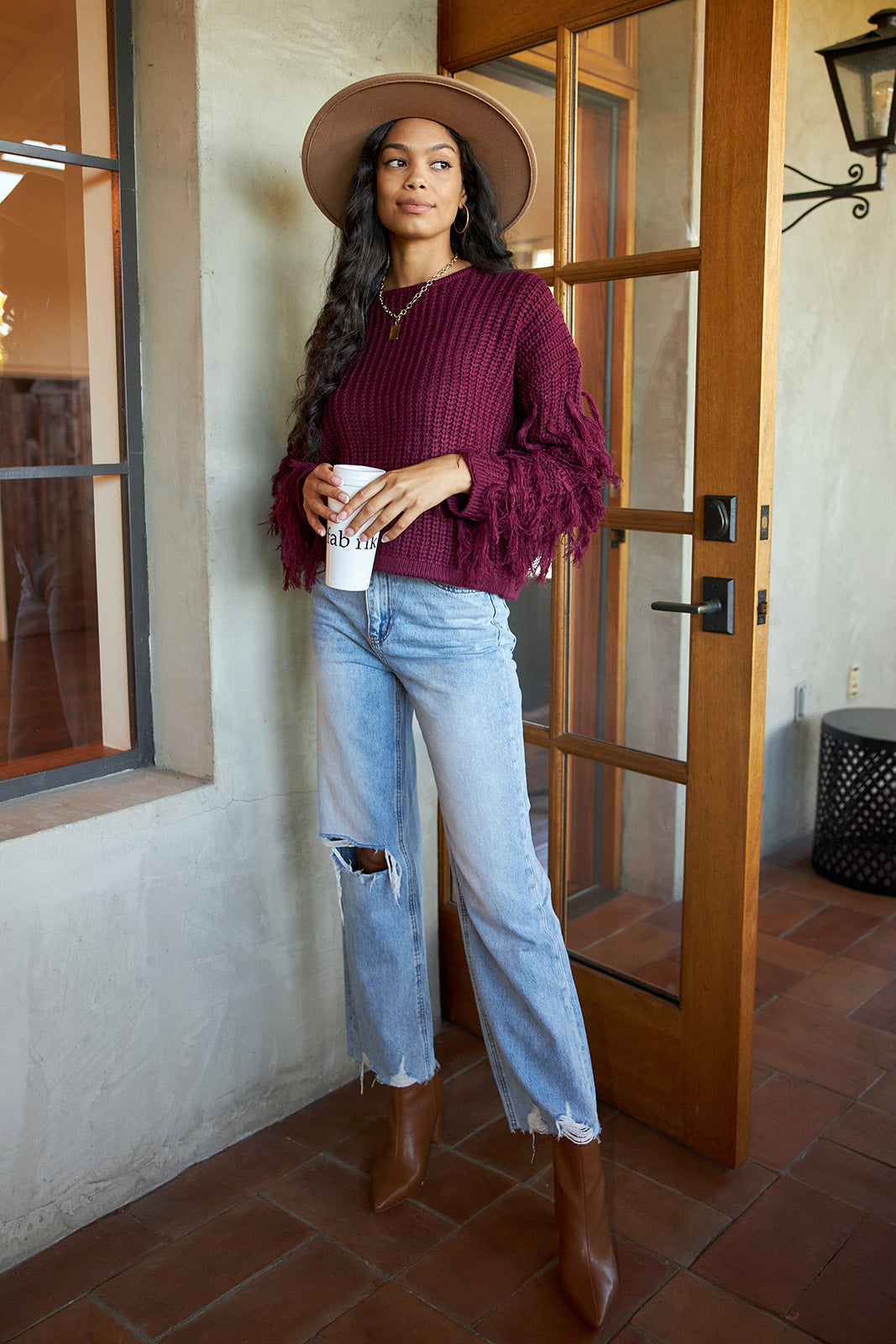 SALE - Rennon Fringed Sleeve Sweater - fab'rik